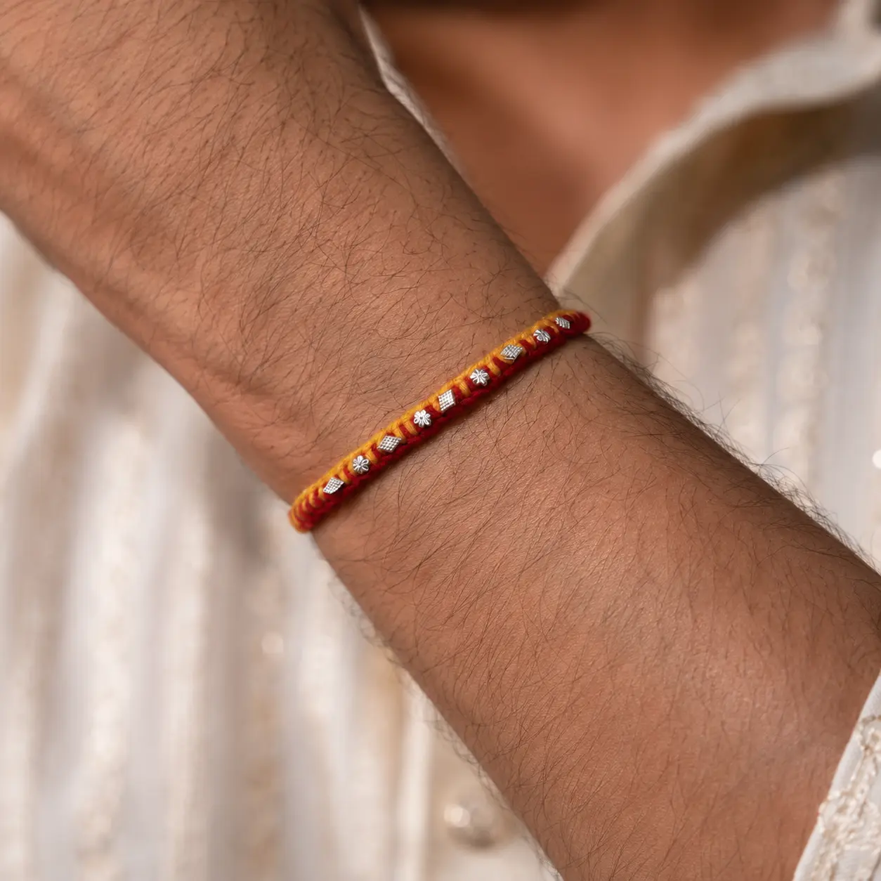 Handcrafted Silver Buds Rakhi Assorted Design - Image 3