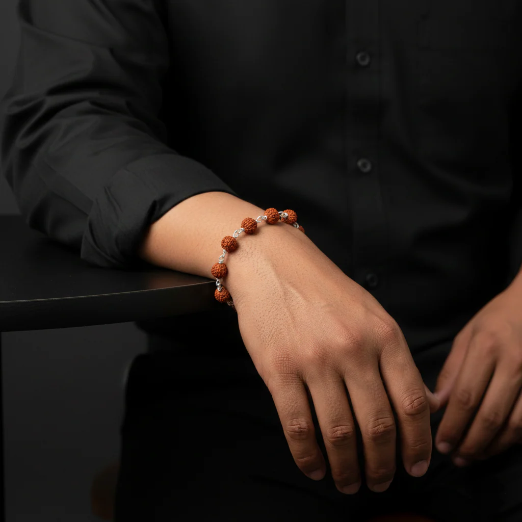 Handcrafted Silver Rudraksha Beads Bracelet - Image 2