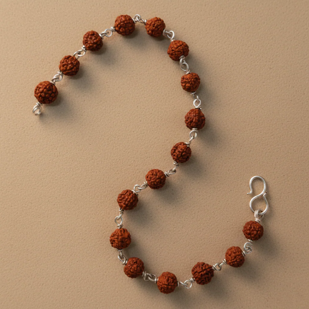 Handcrafted Silver Rudraksha Beads Bracelet - Image 3