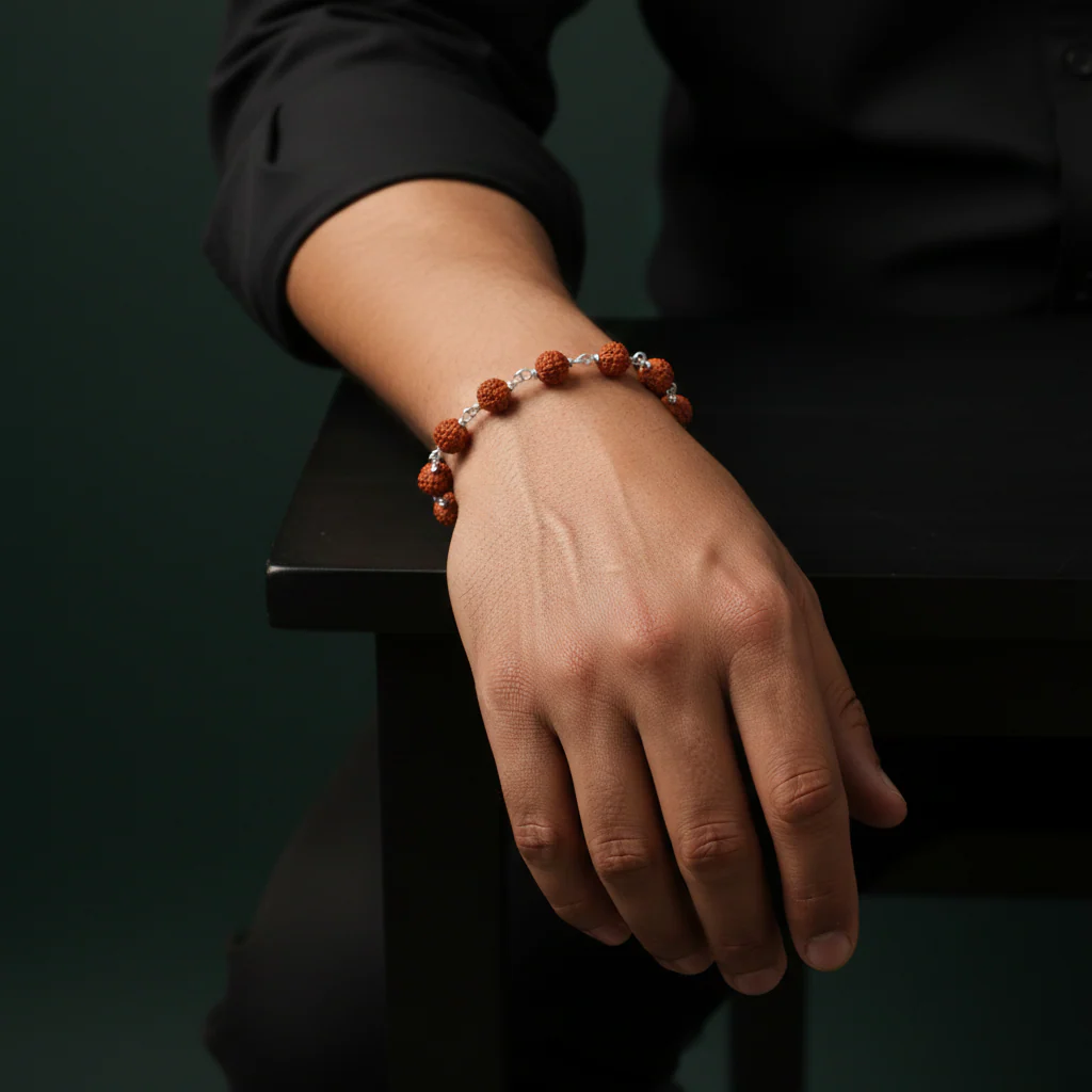 Handcrafted Silver Rudraksha Beads Bracelet - Image 4