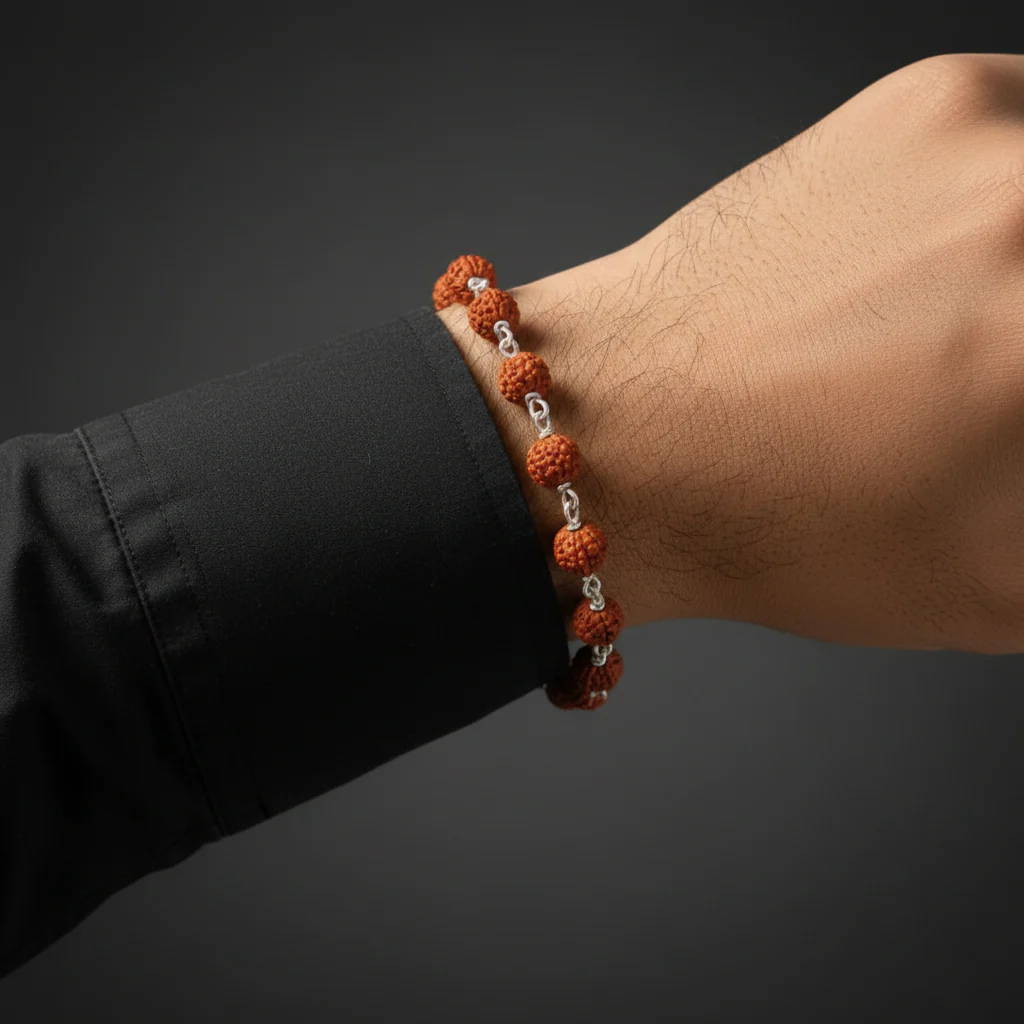Handcrafted Silver Rudraksha Beads Bracelet - Image 5