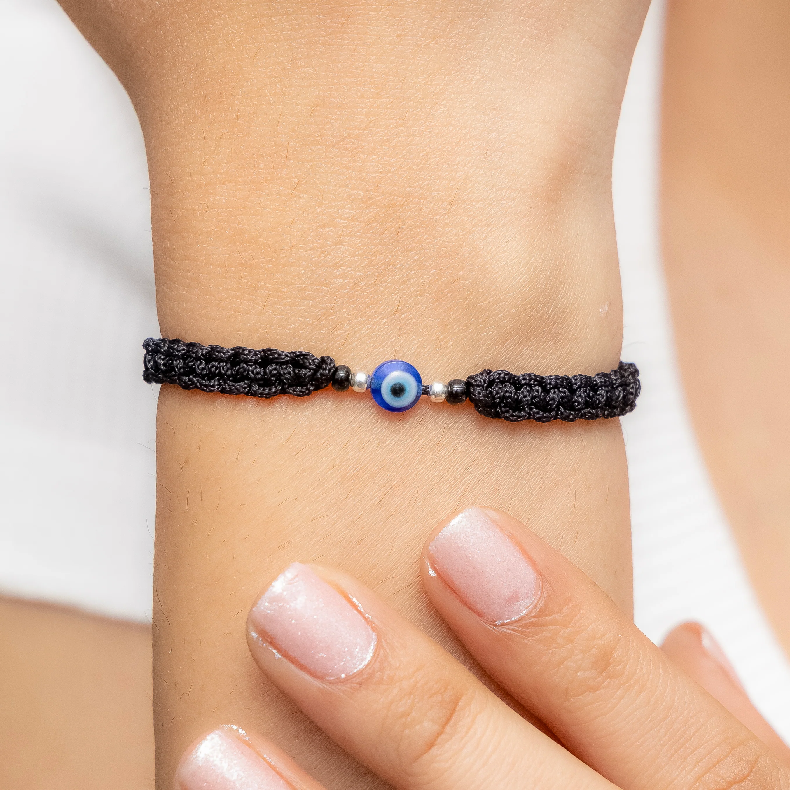 Handmade Black Thread Evil Eye Protection Bracelet - Image 2