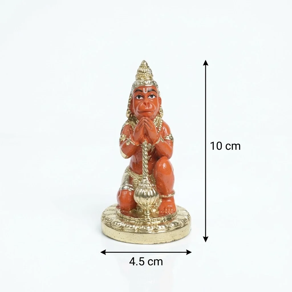Hanuman Ji Idol Red Gold Finish and Mini Spiritual Statue for Home Car Dashboard - Image 3