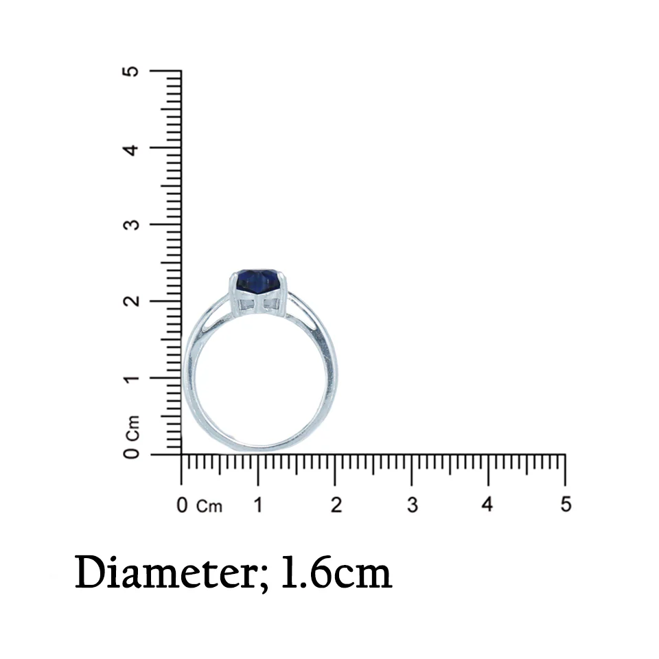 Heart Shaped Blue Sapphire Silver Ring - Image 5