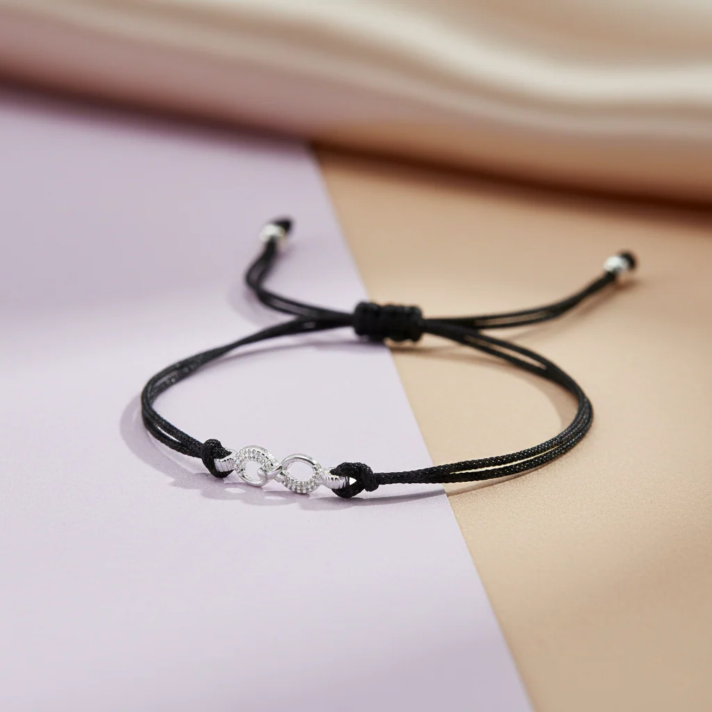 Infinity Charm Black Thread Anklet - Image 3