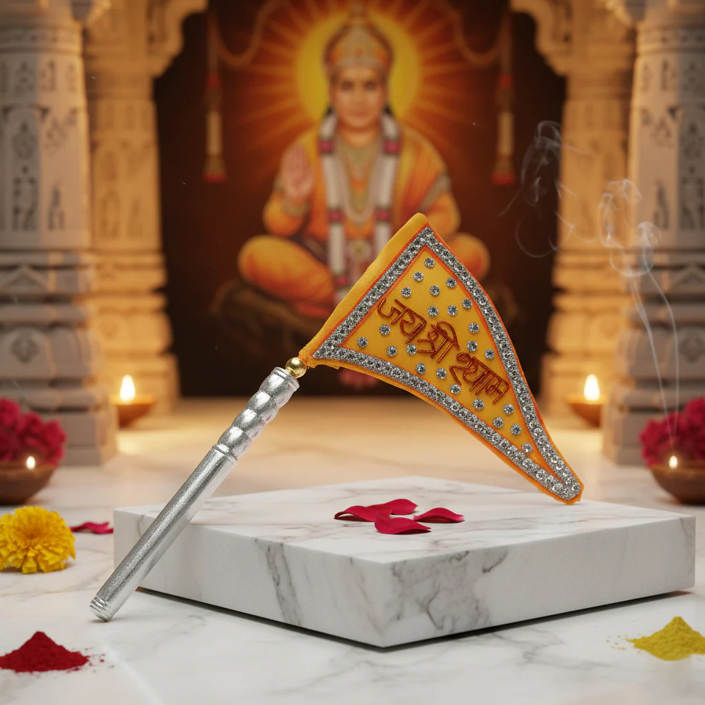 Pure Silver Jai Shree Shyam Baba Nishaan Flag Dhwaja For Worship - Image 2