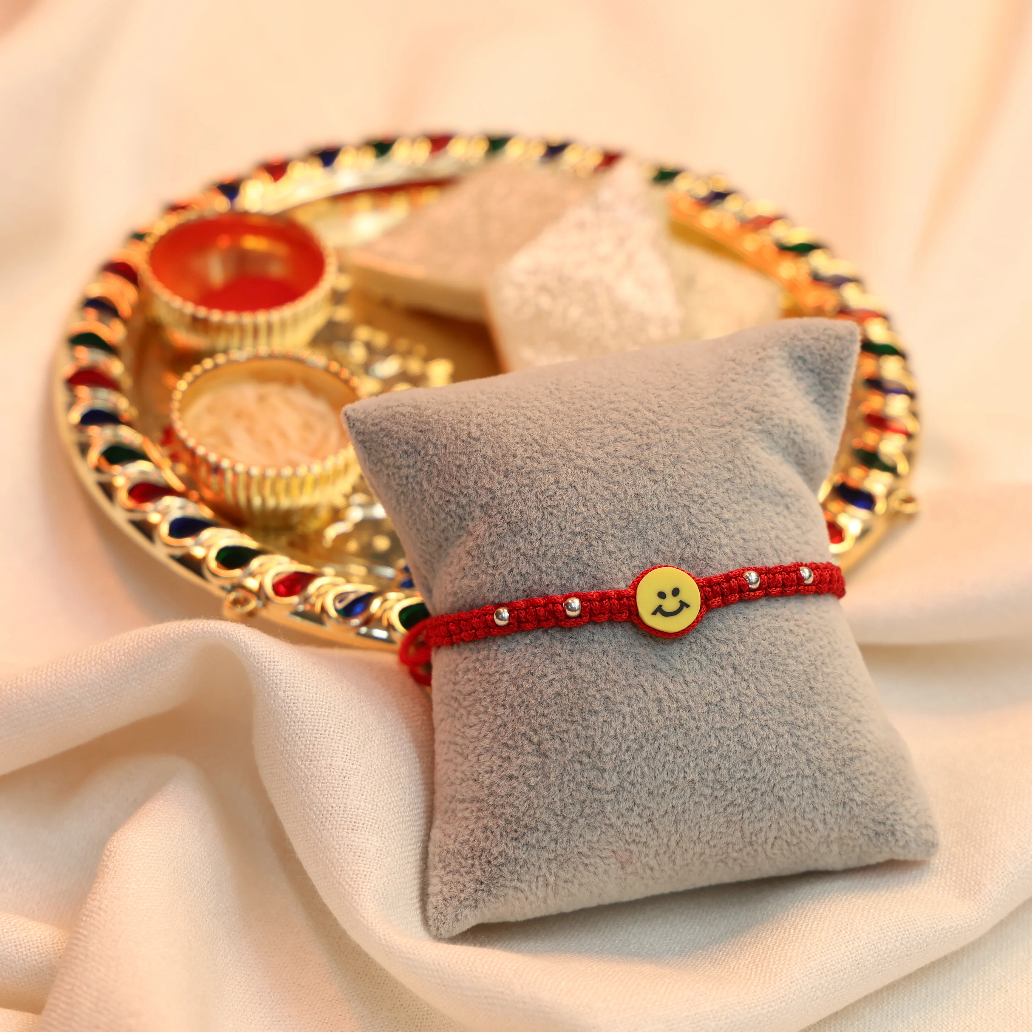 Joyful Smiley Rakhi in Silver - Image 2
