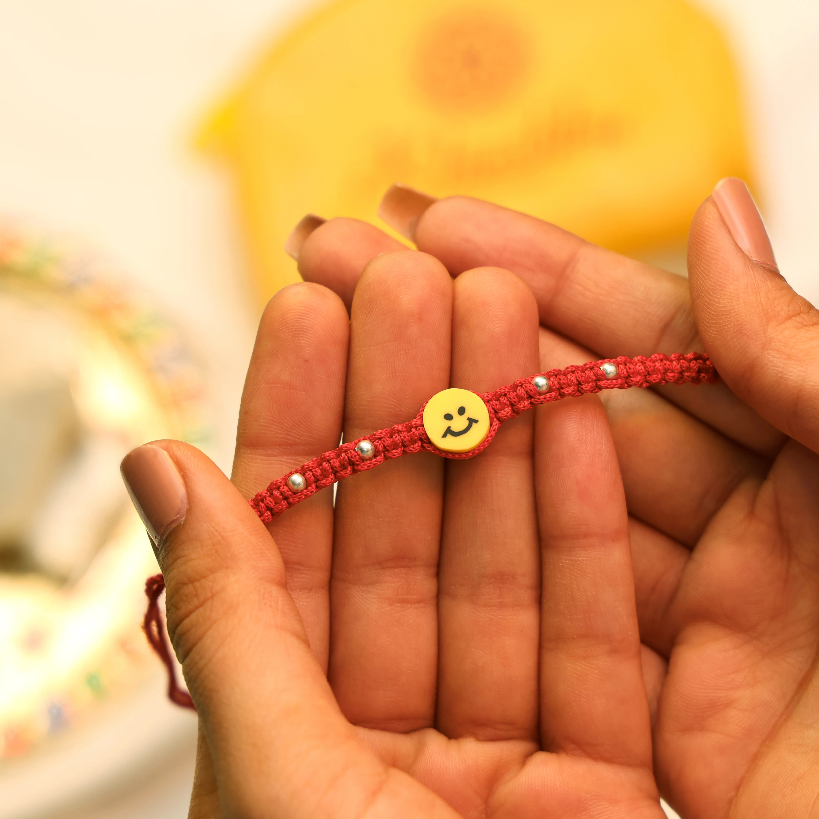 Joyful Smiley Rakhi in Silver - Image 4