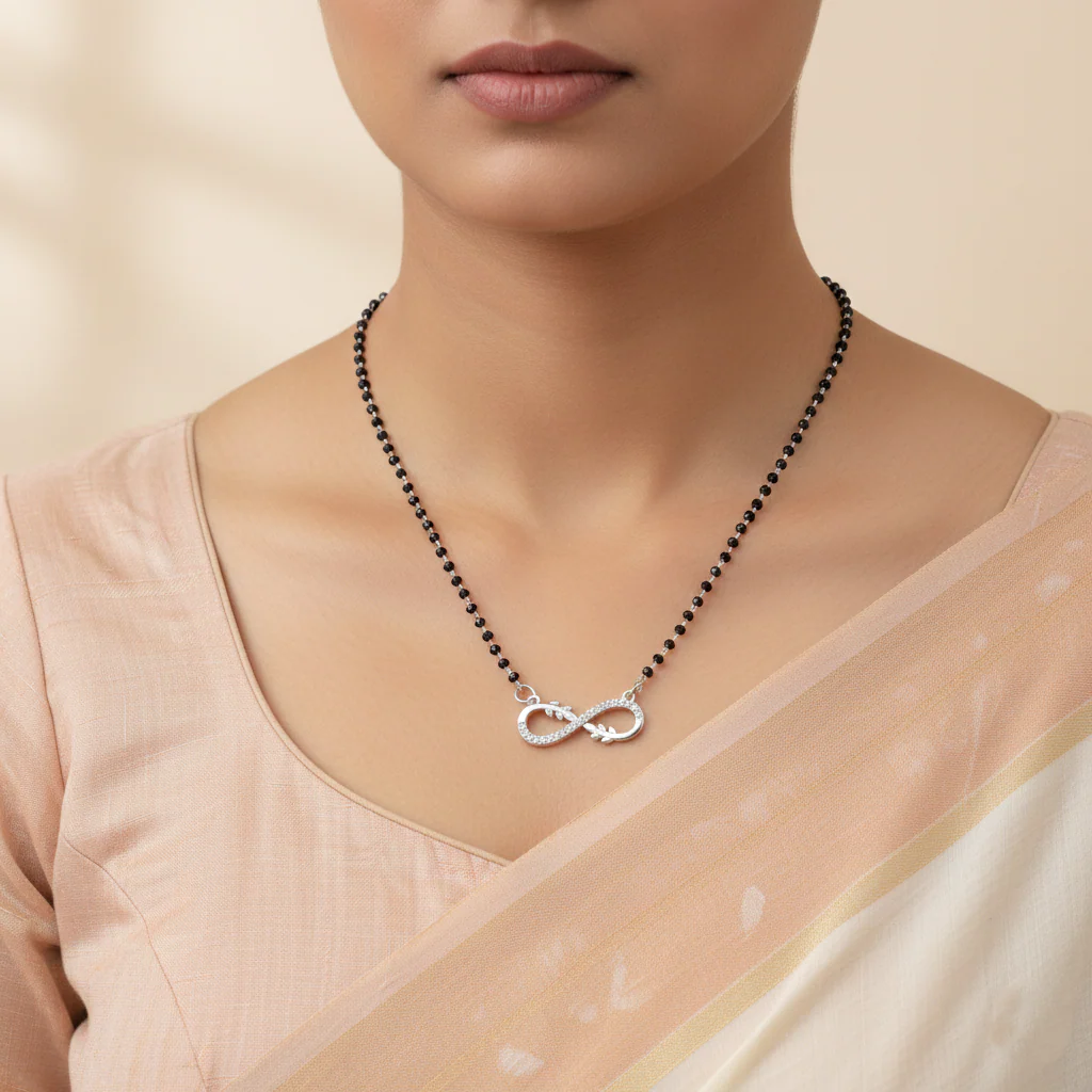 Leaf Infinity Silver Mangalsutra - Image 2