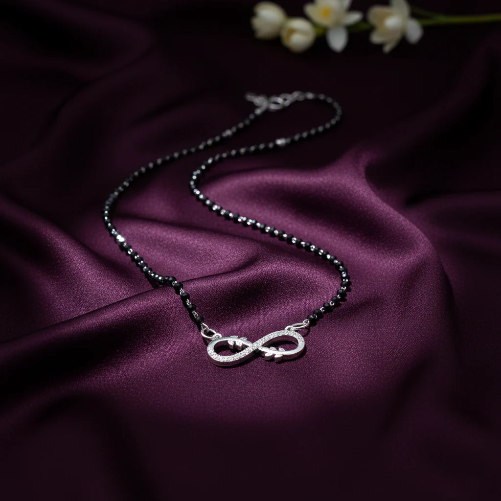Leaf Infinity Silver Mangalsutra - Image 3