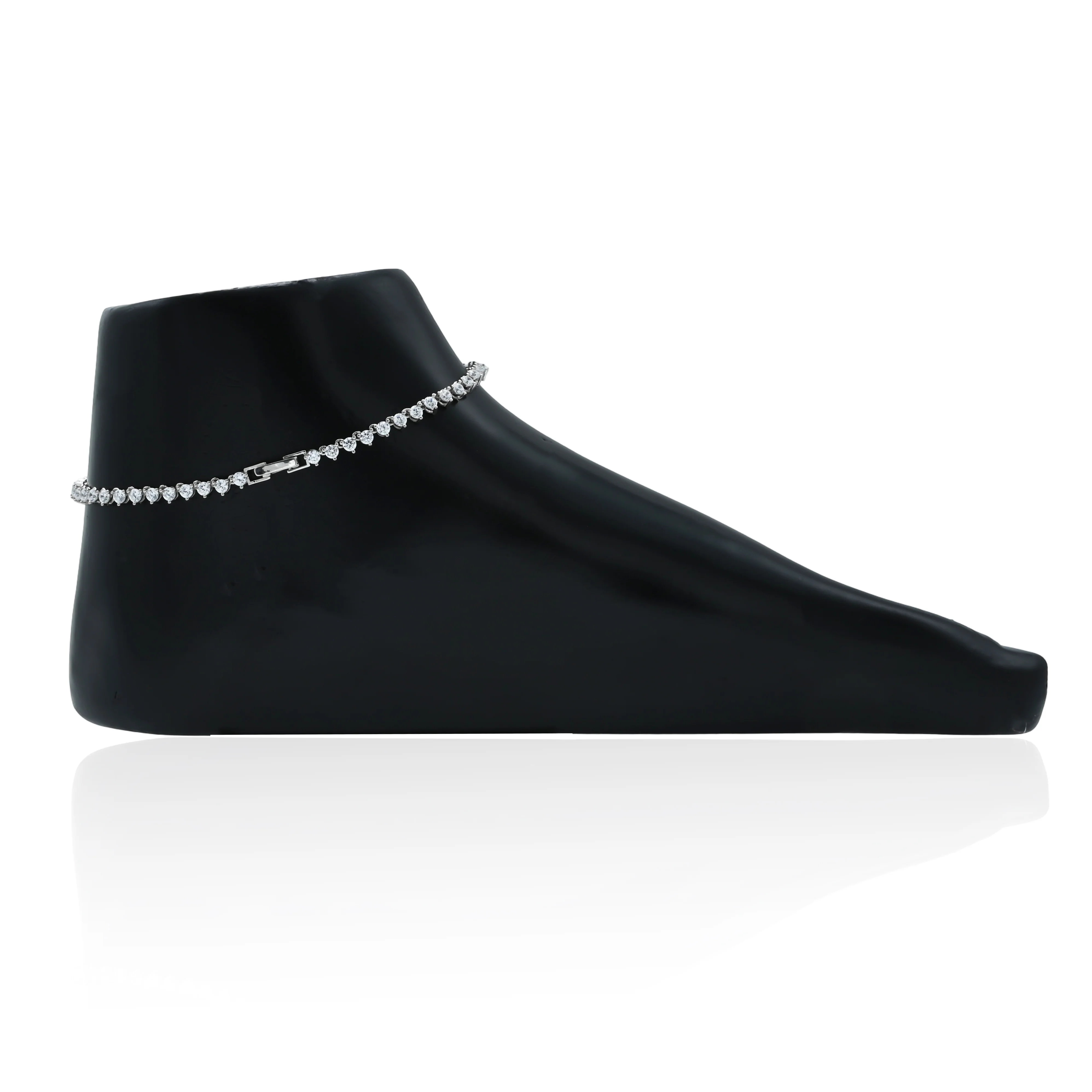 Linear Look Solitaire Sterling Silver Payal For Women's - Image 3
