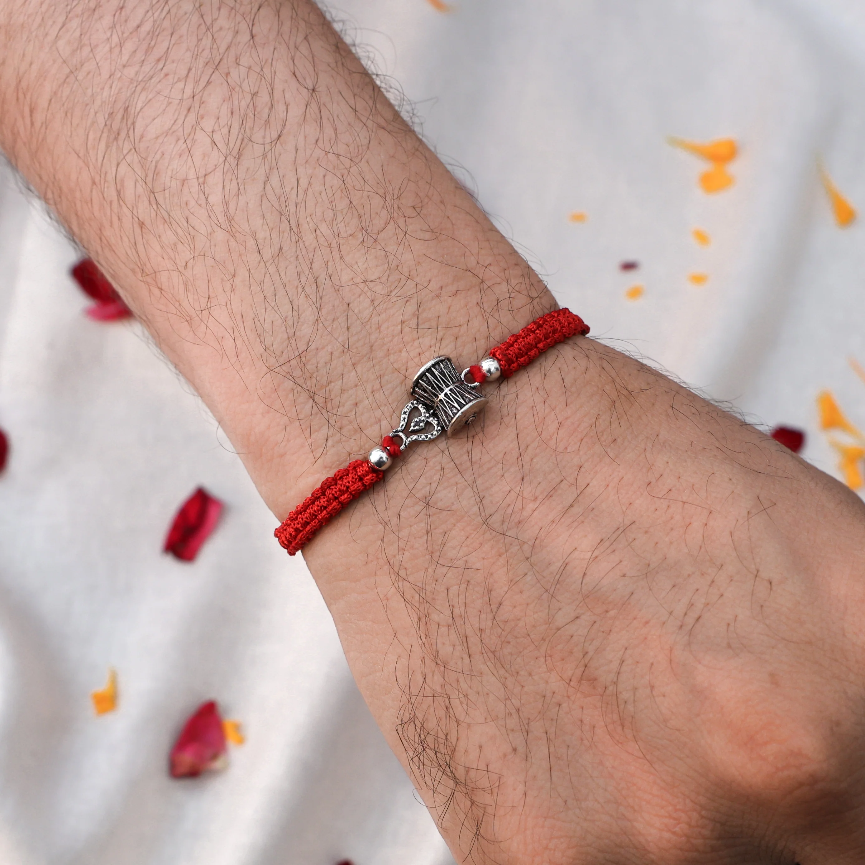 Lord Shiva Trishul Damru Silver Rakhi - Image 6