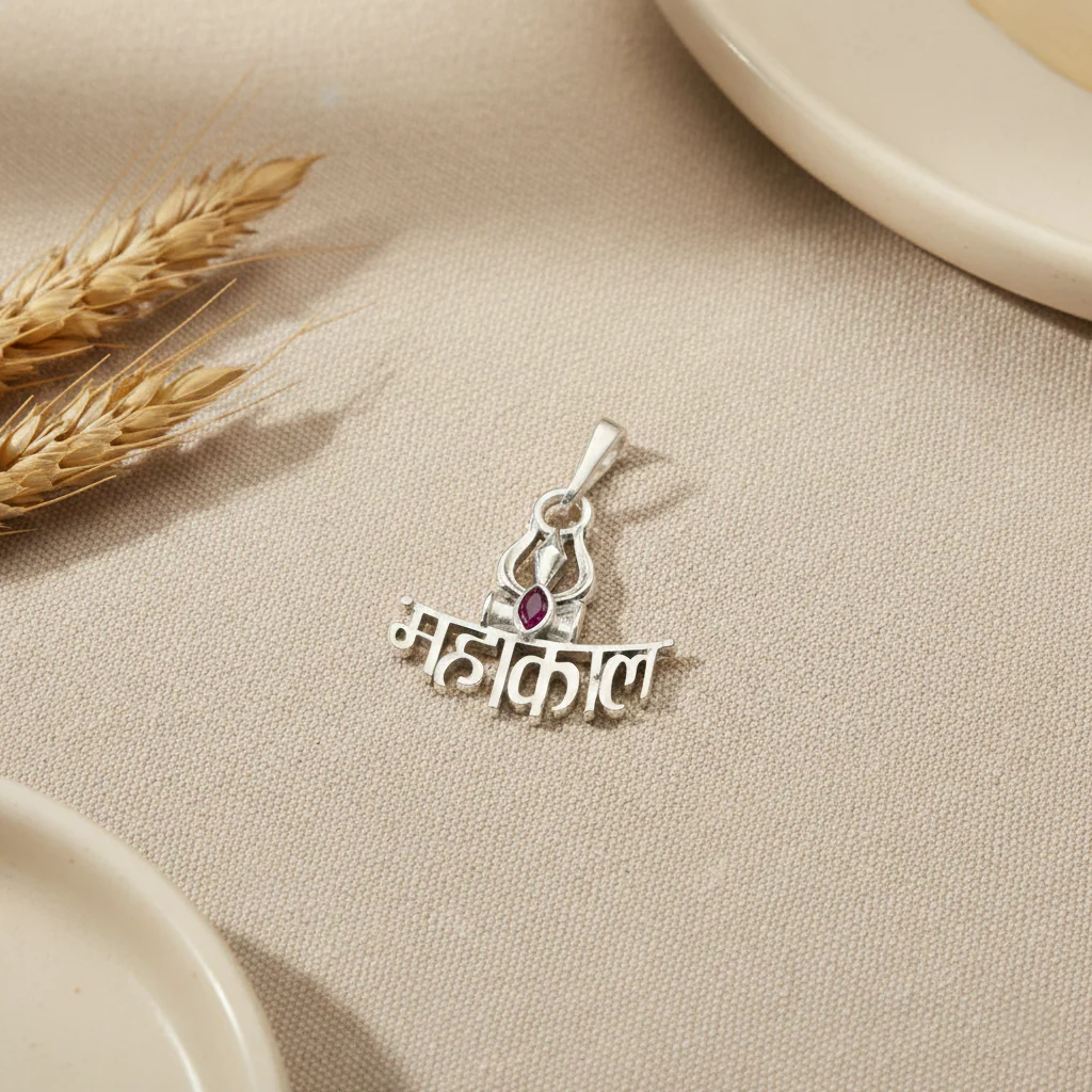 Mahadev Mahakal Silver Locket/Pendent with Trishul - Image 2