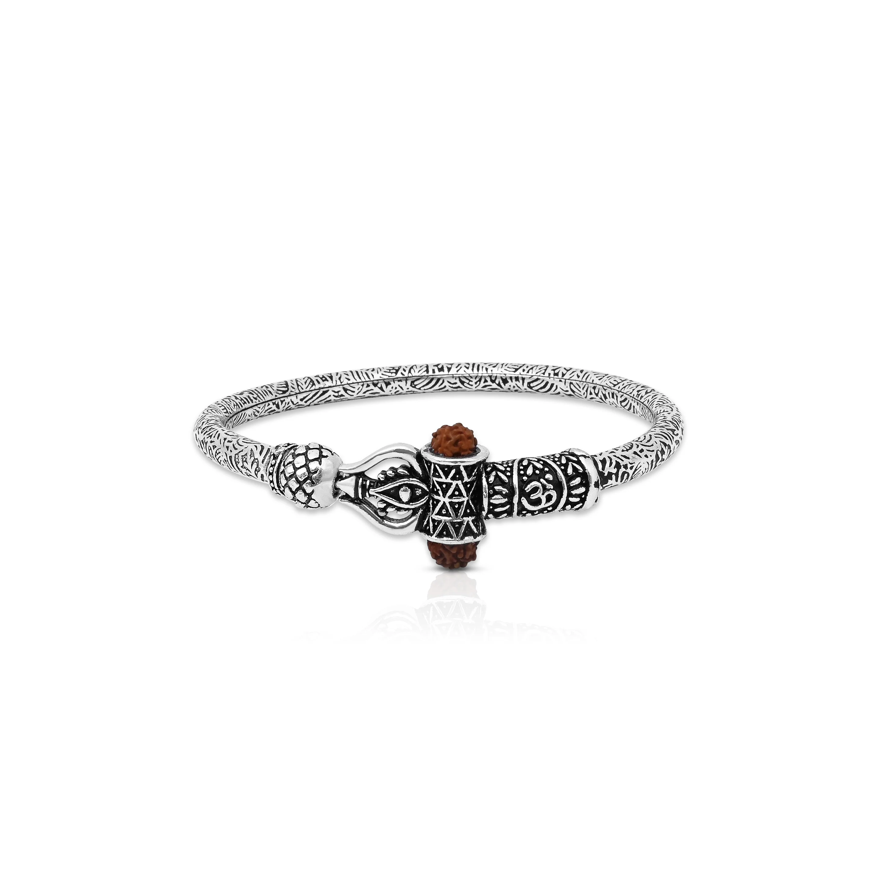 Mahadev Rudraksha Silver Kada for Boys Blessing & Protection - Image 2