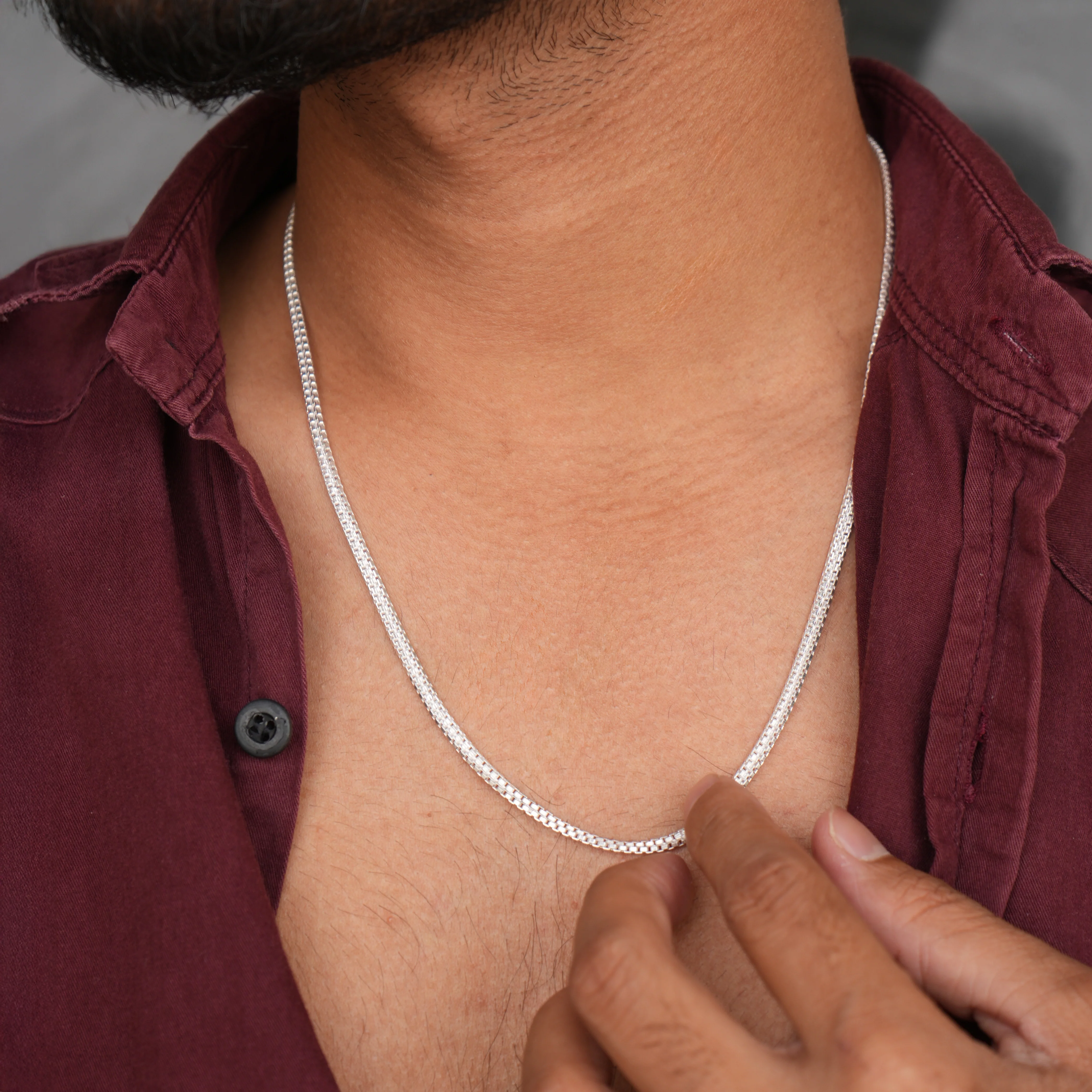Men’s Flat Silver Chain Bold Smooth Finish - Image 4