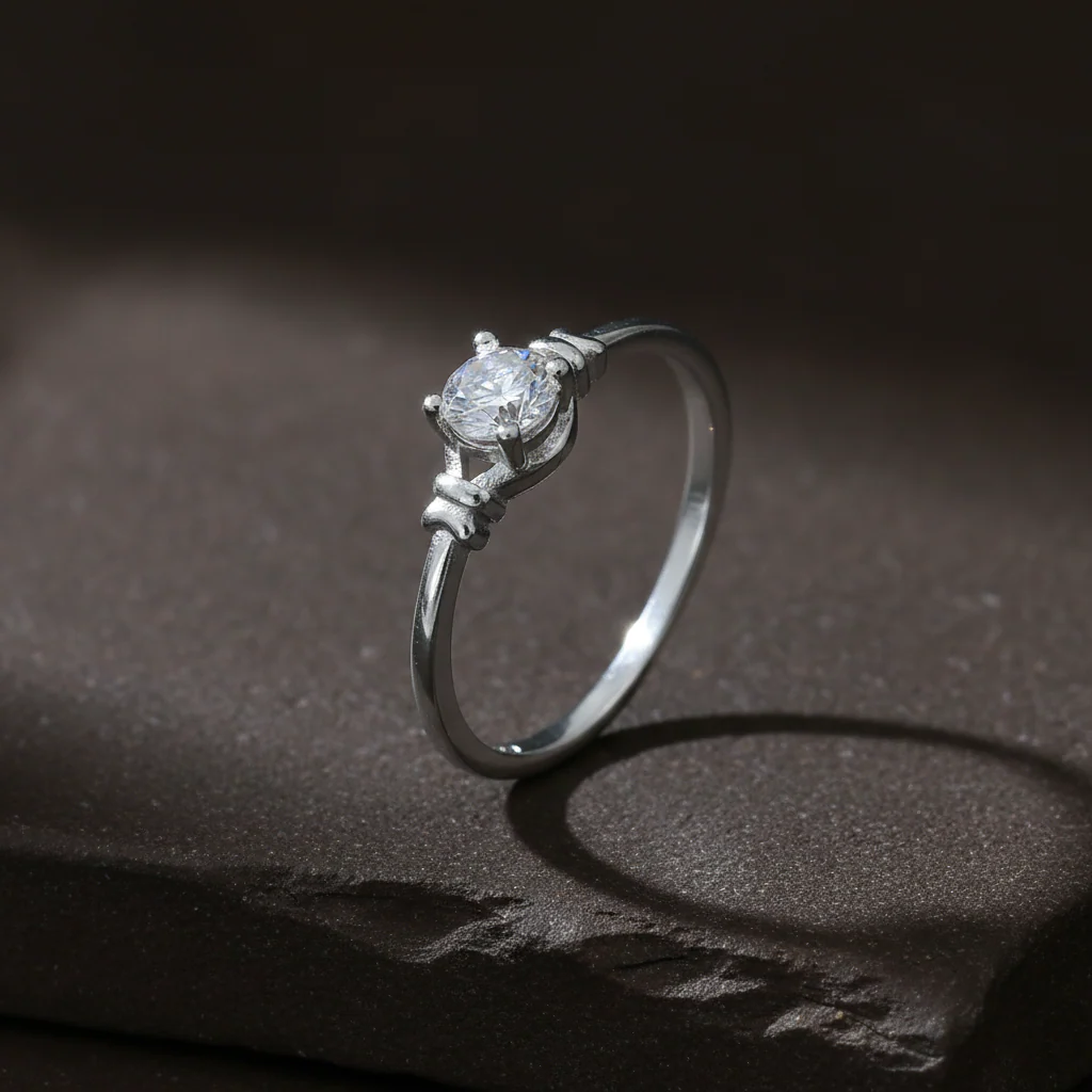 Minimal Diamond-Look Silver Ring - Image 5