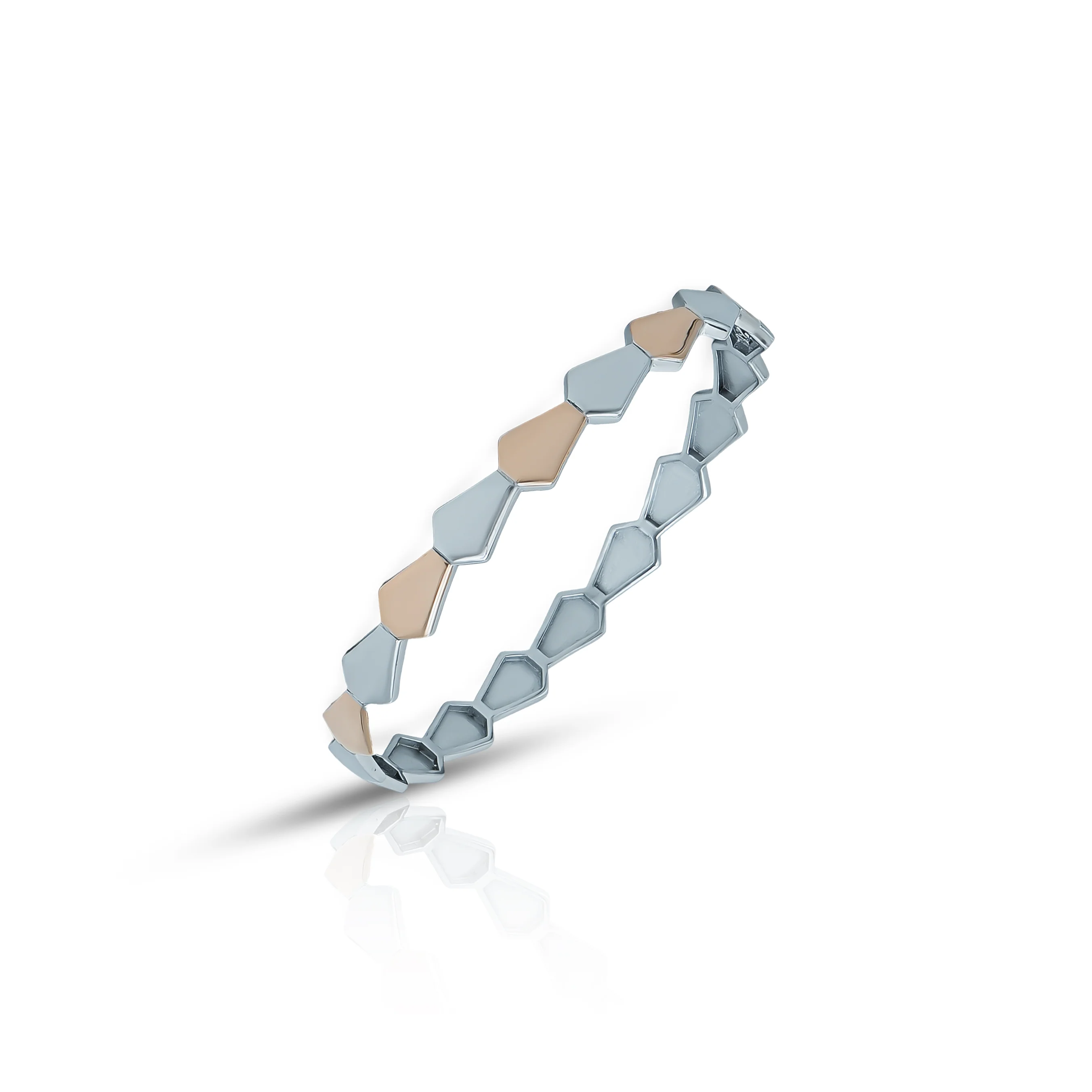 Minimalist Hexagon Design Silver Bangle - Image 2