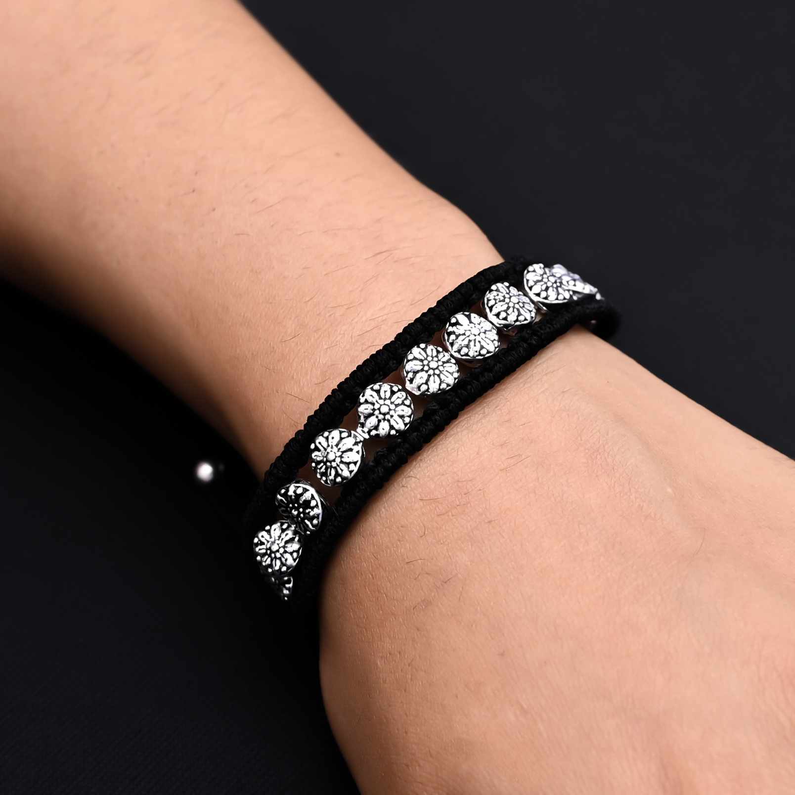 Silver Multiple Flower Design Bracelet for Boys