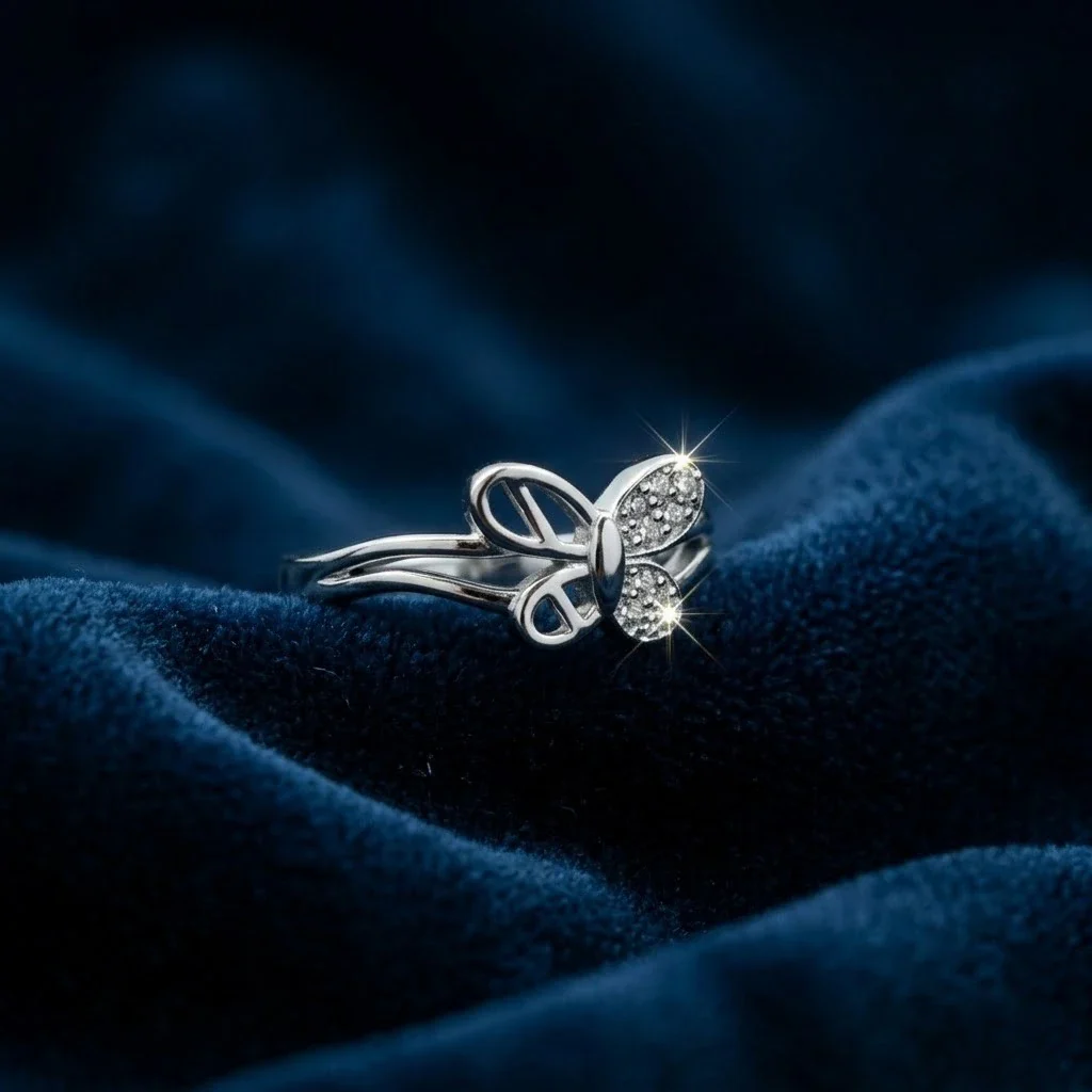 Minimalist Silver Butterfly Ring for Women - Image 3