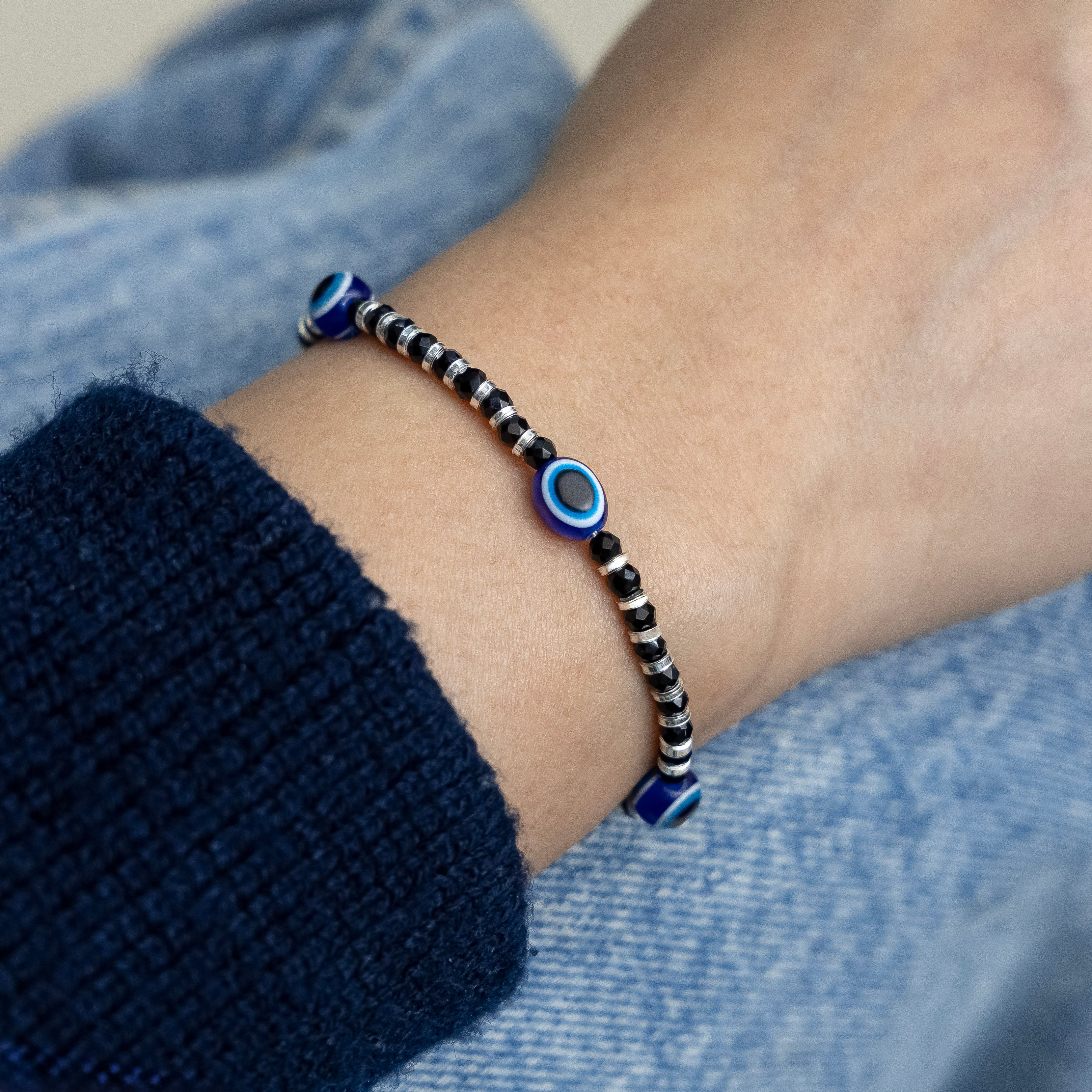 Nazar Suraksha (Evil Eye) Black Bead Bracelet - Image 2