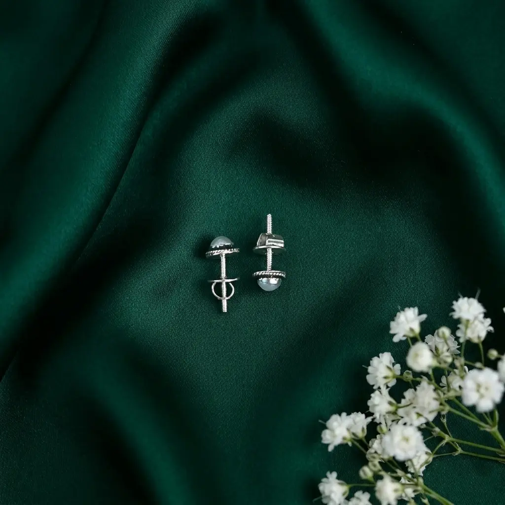 Oxidised Silver Pearl Earrings for Women & Girls - Image 4