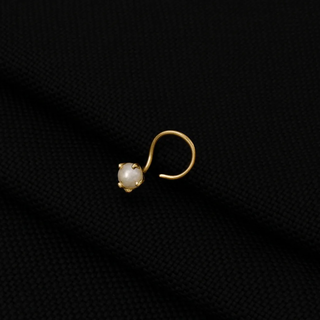 (13 Pcs ₹1699 combo) Pearl Glow Gold Polish Silver Nose Pin - Image 10