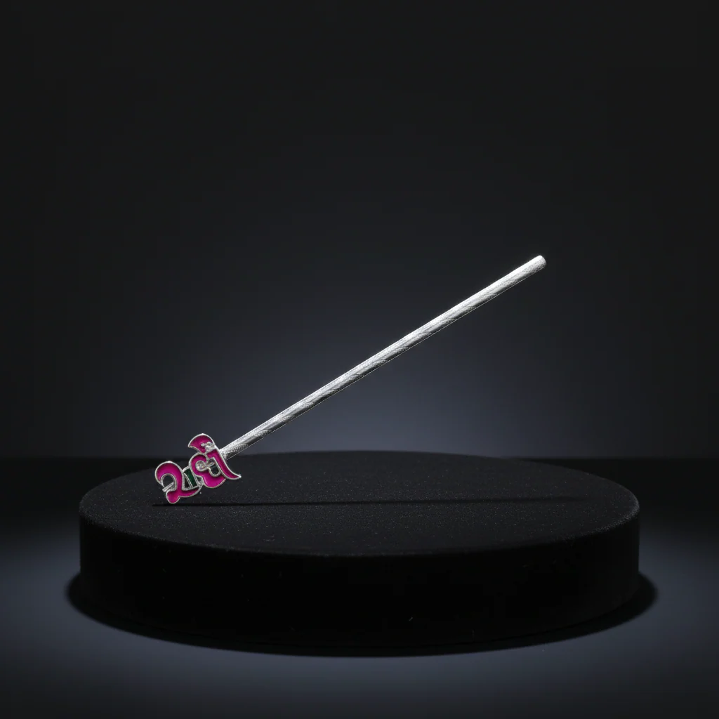 Pink Enamel “Radha” Silver Flute Devotional Krishna - Image 2