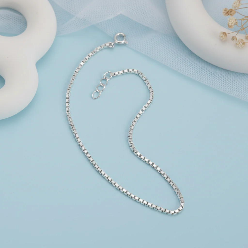 Premium Box Link Bracelet Pure Silver & Gold Polished Finish - Image 5