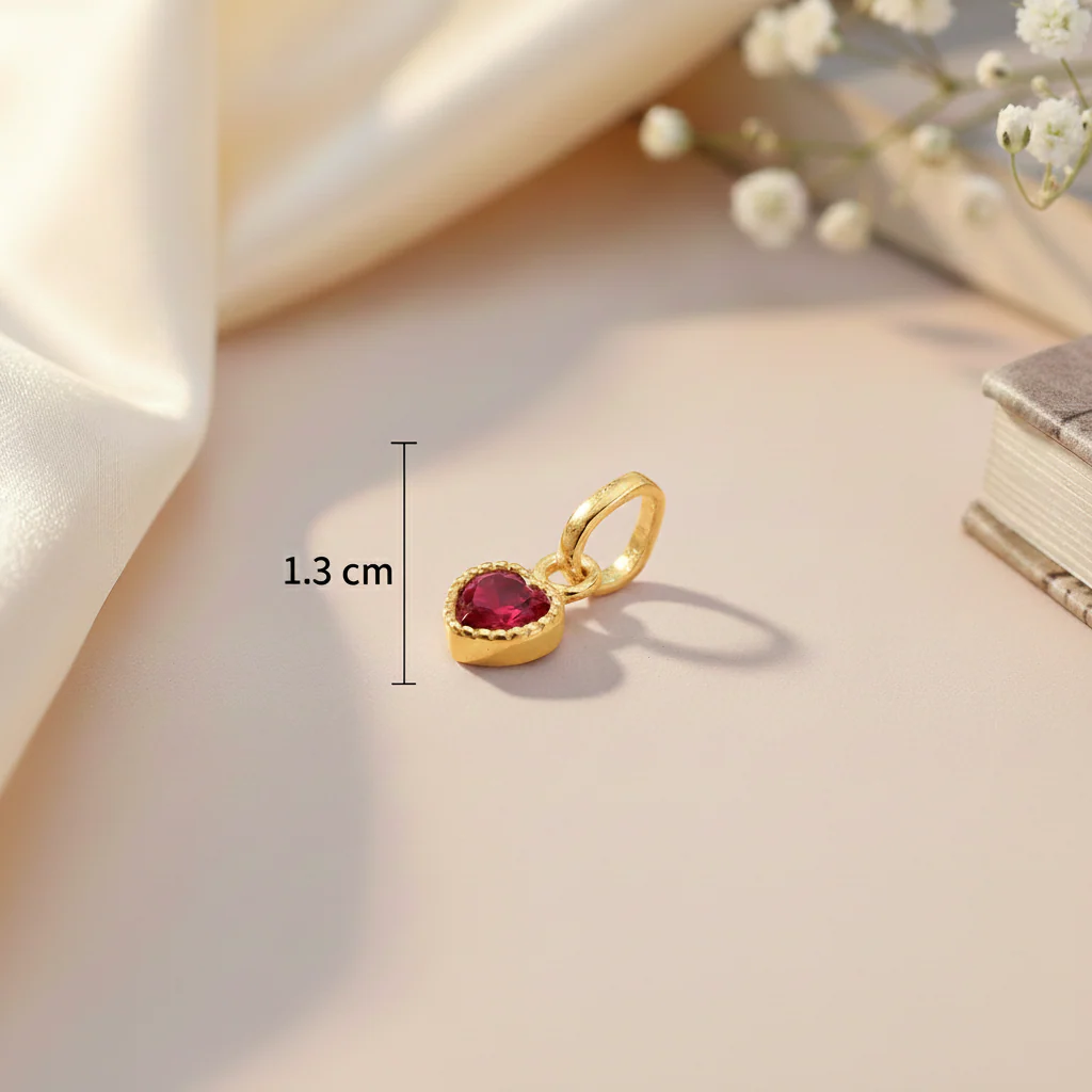 Premium Heart-Shaped Stone Gold Polish Silver Pendent Necklace - Image 8