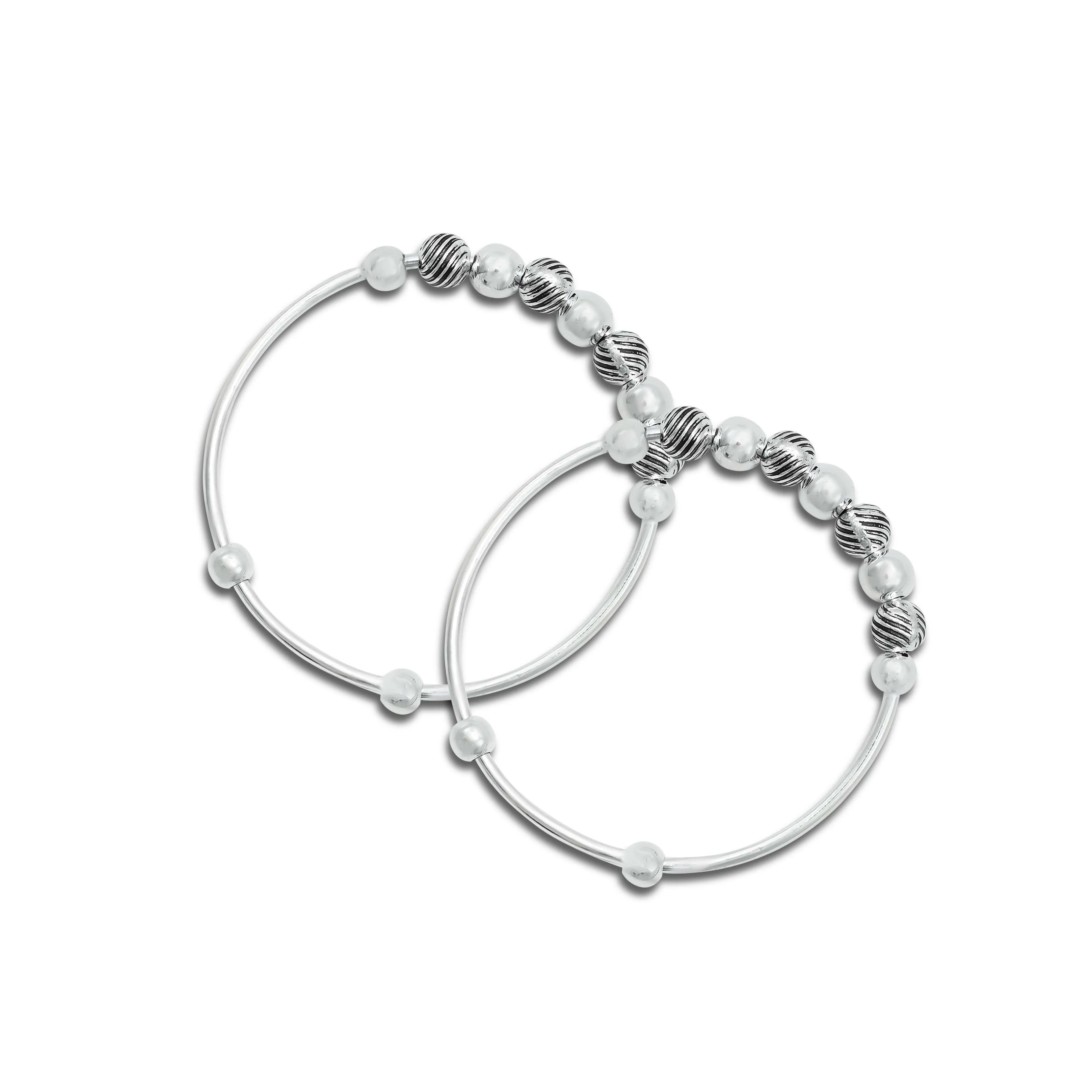 925 Silver Premium Spiral Beaded Silver Hand Kada for Baby Boy, Khushbu Jewellers - Image 3
