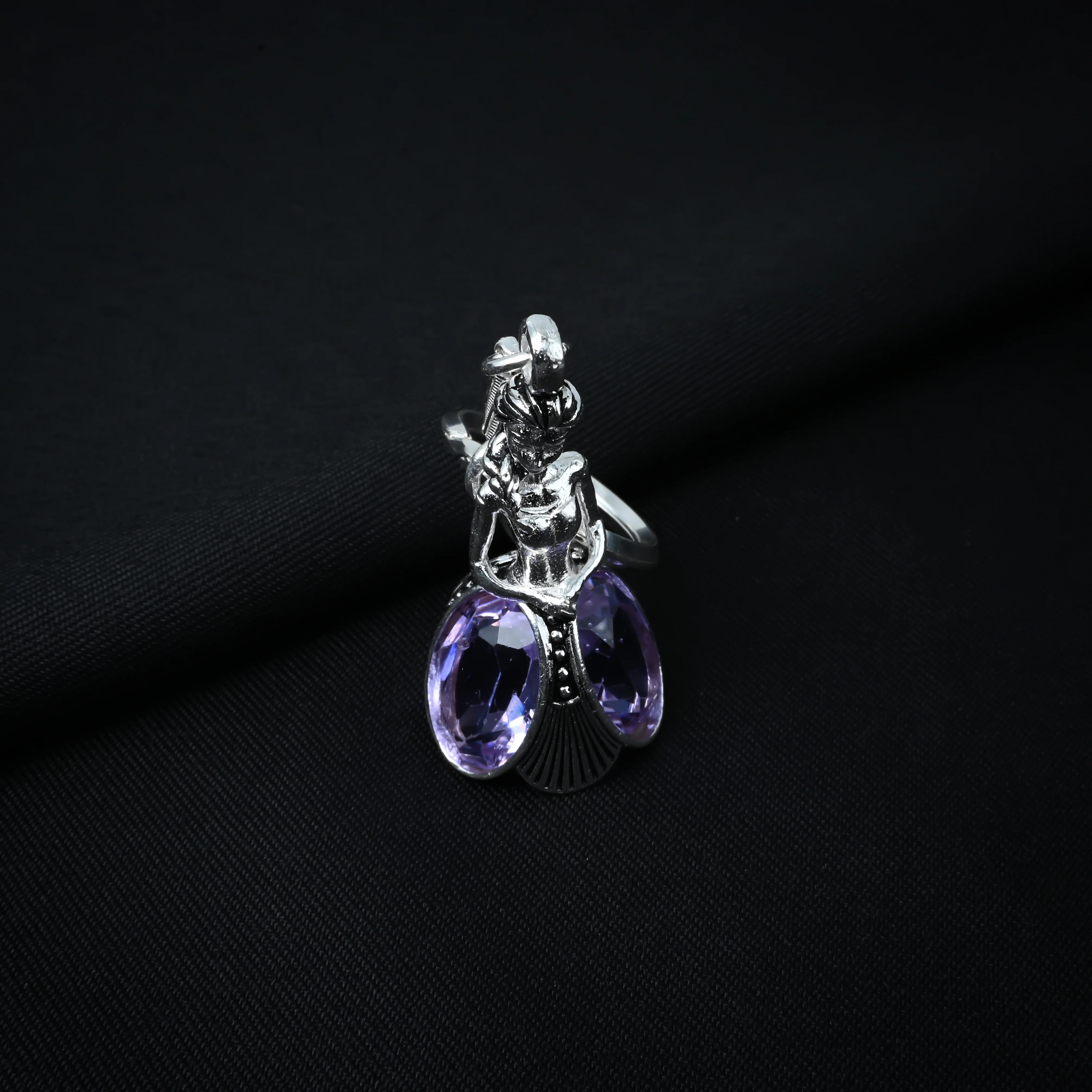 Puprle Stone Doll Design Silver Key Chain - Image 3