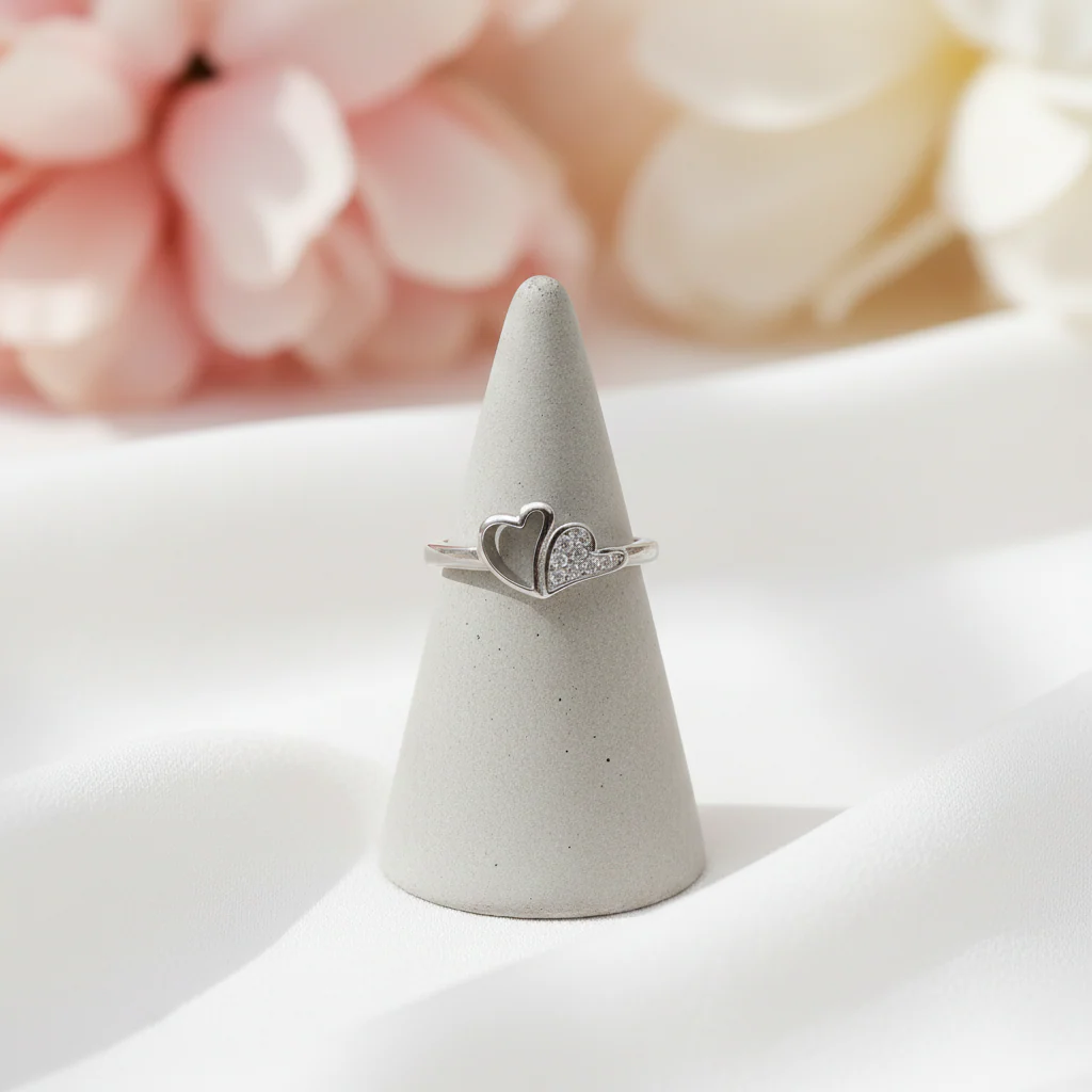 Pure Romance Silver Ring with a Stunning Heart Accent. - Image 2