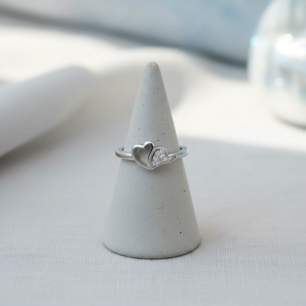 Pure Romance Silver Ring with a Stunning Heart Accent. - Image 3