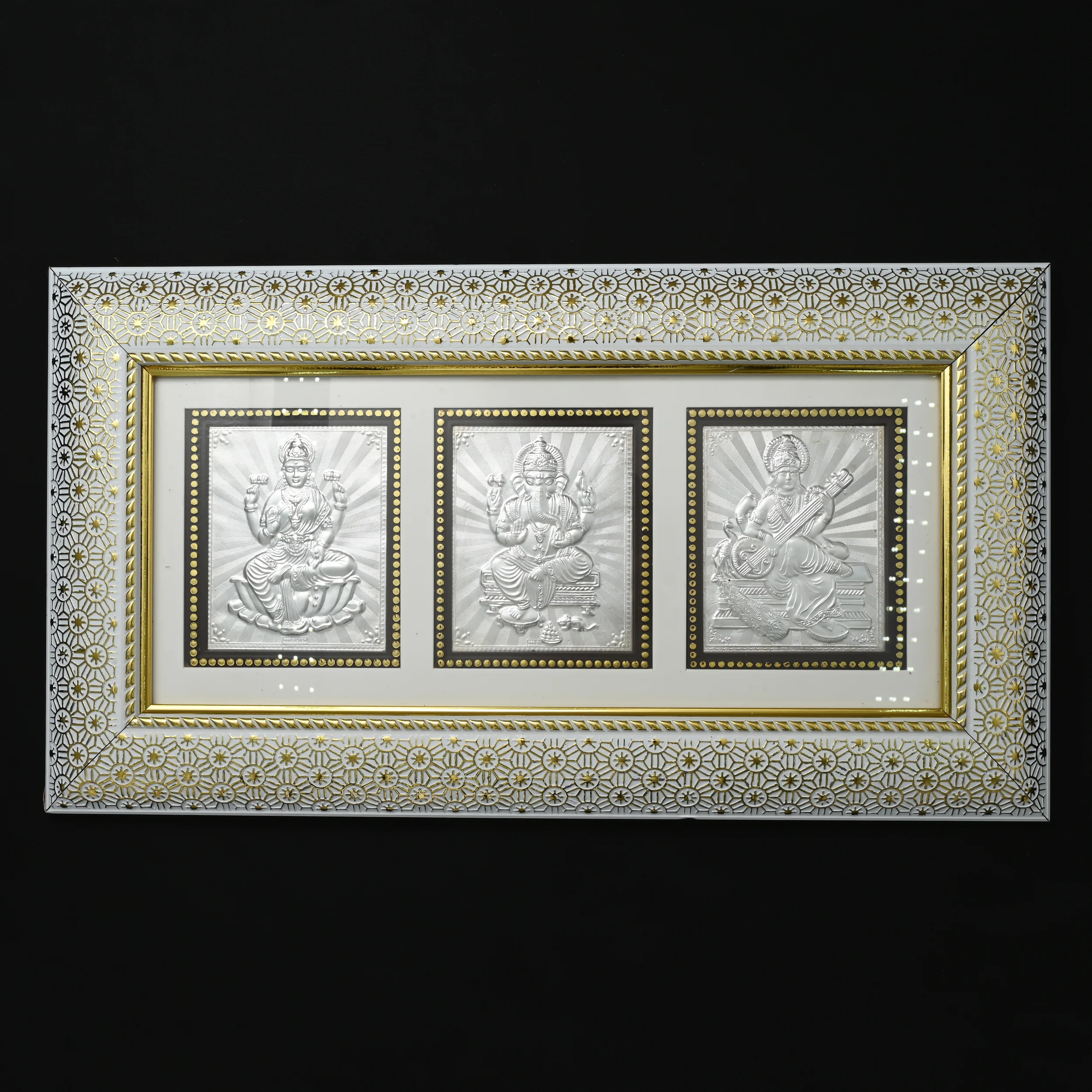 Pure Silver Laxmi Ganesh Saraswati Frame Attract Wealth, Prosperity & Abundance - Image 3