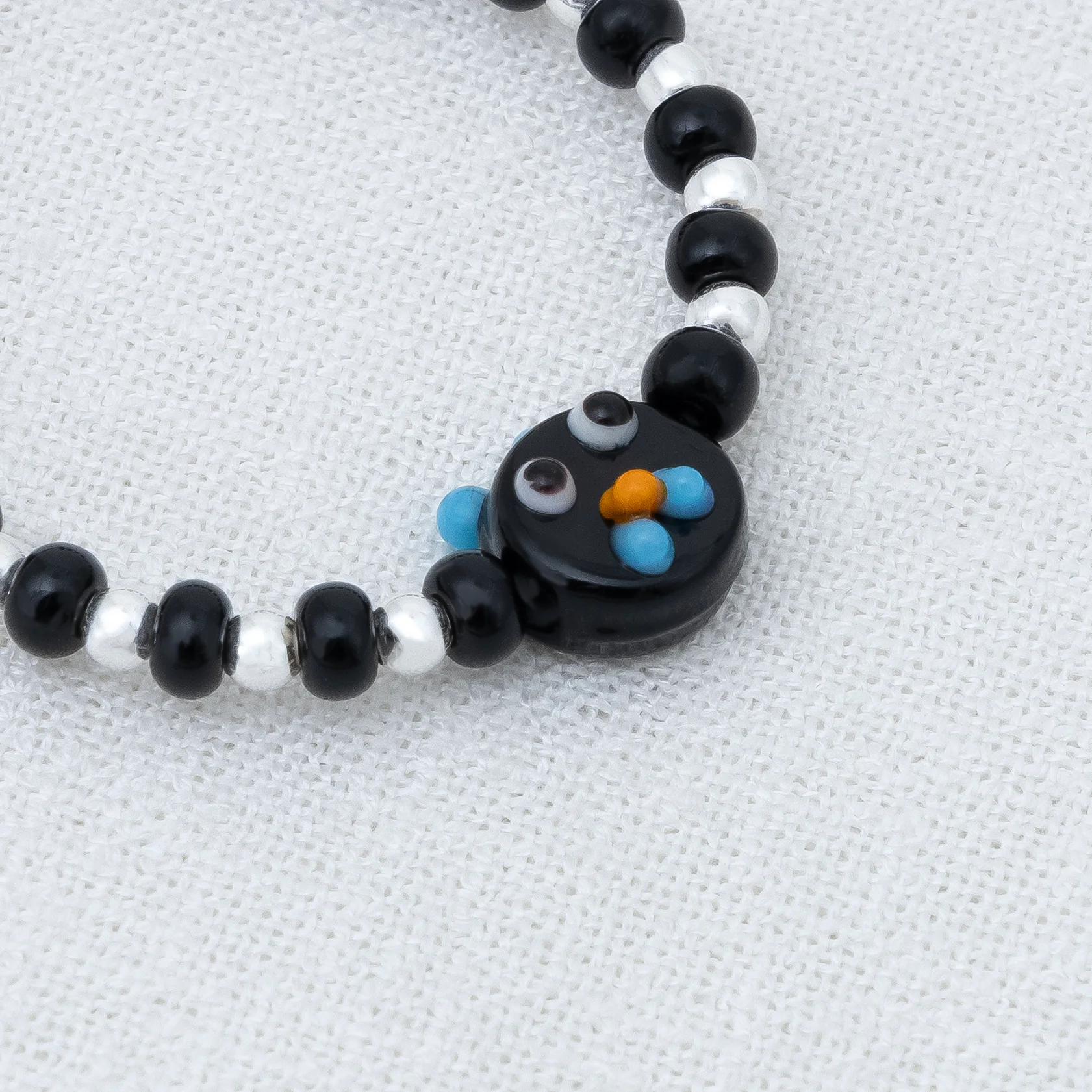 Black Playful Silver & Black Beaded baby Bracelet - Image 4