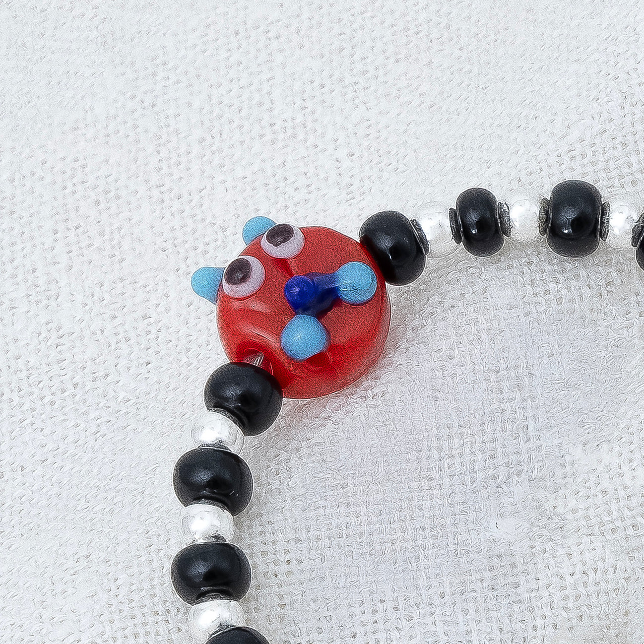 Red Playful Silver & Black Beaded baby Bracelet - Image 4