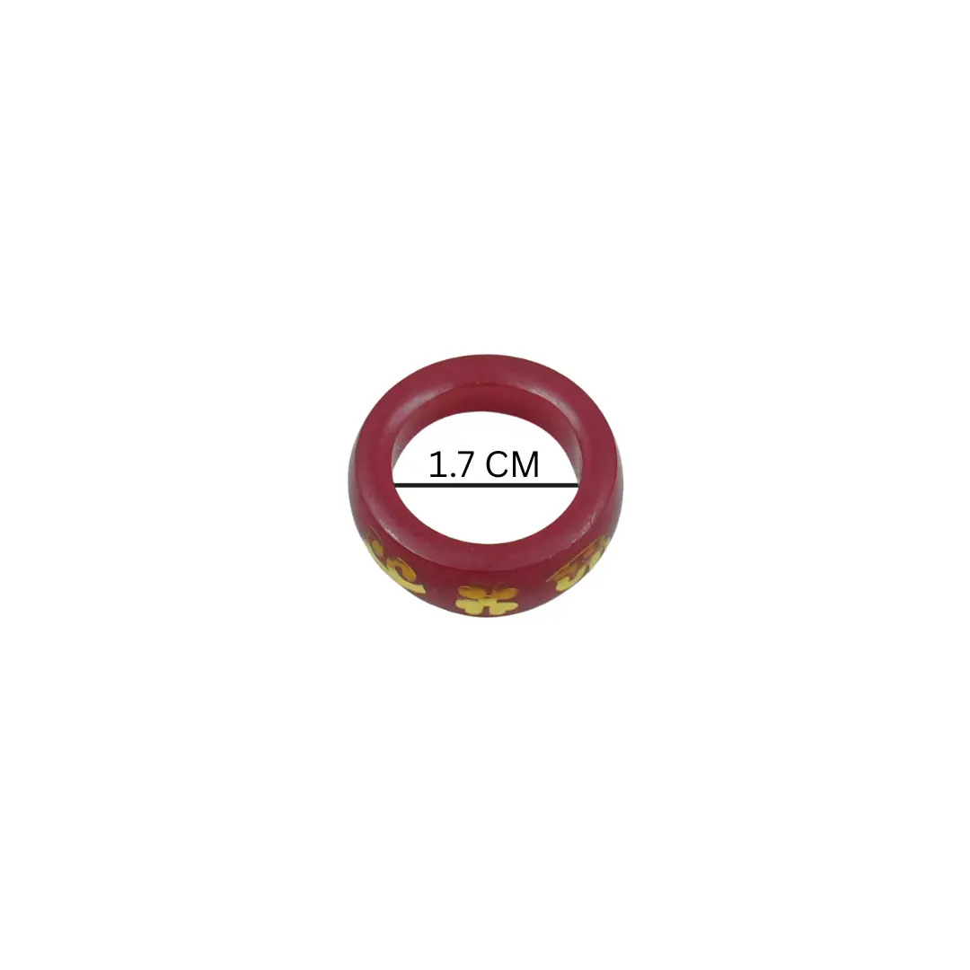 Red Resin Lucky Clover Ring with Gold Inlay – Vintage Minimalist Band Ring - Image 5