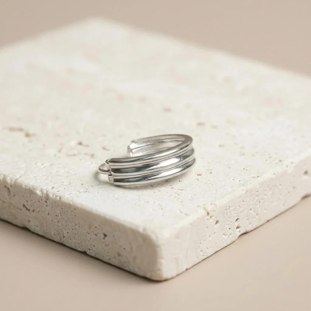 Ridge Unique Line Design Silver Bali for Men And Boys - Image 4