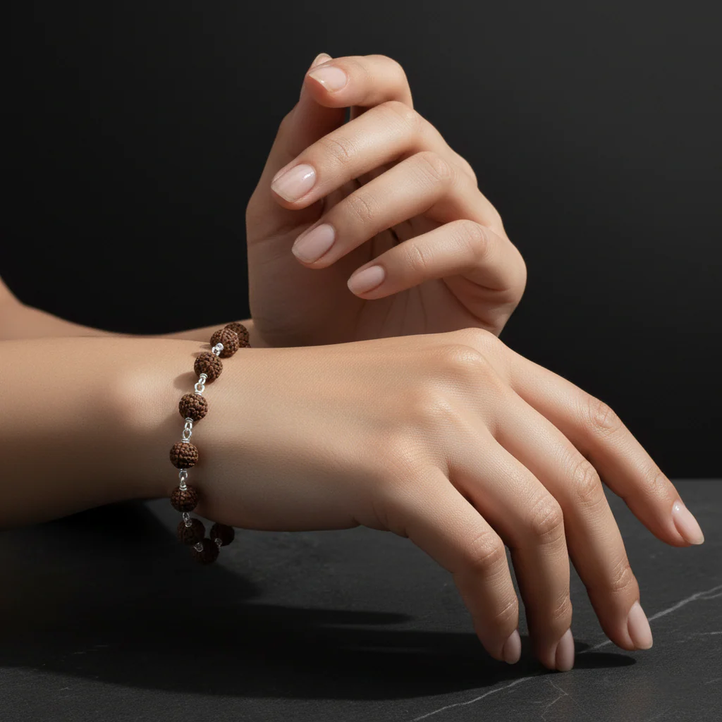 Shiv Aura Rudraksha Bracelet Sterling Silver Spiritual Bracelet - Image 3