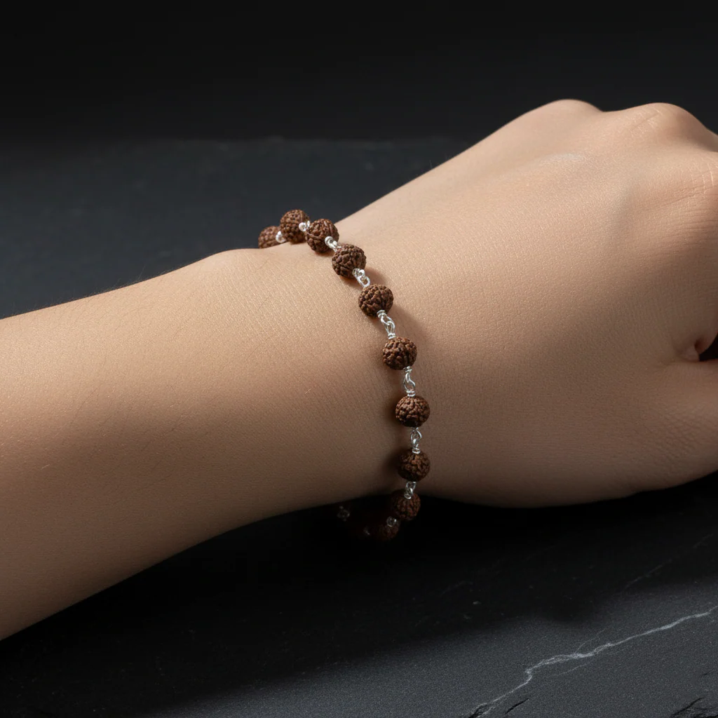 Shiv Aura Rudraksha Bracelet Sterling Silver Spiritual Bracelet - Image 4
