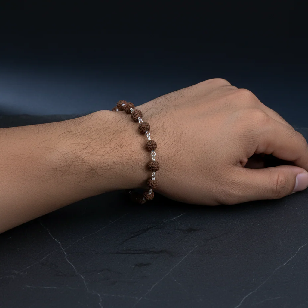 Shiv Aura Rudraksha Bracelet Sterling Silver Spiritual Bracelet - Image 5