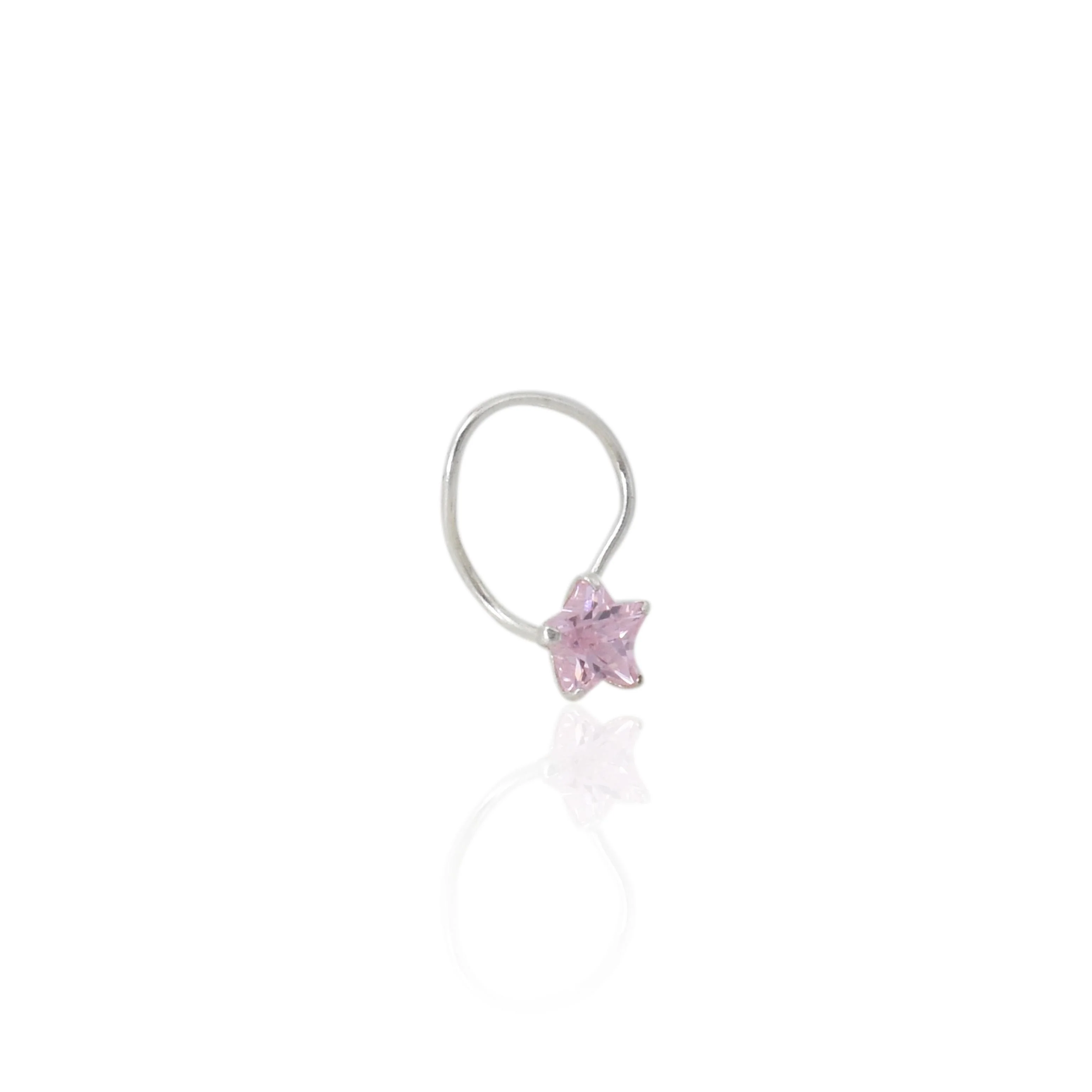 Silver Beautiful Lite Purple Gem Nosepin - Image 3