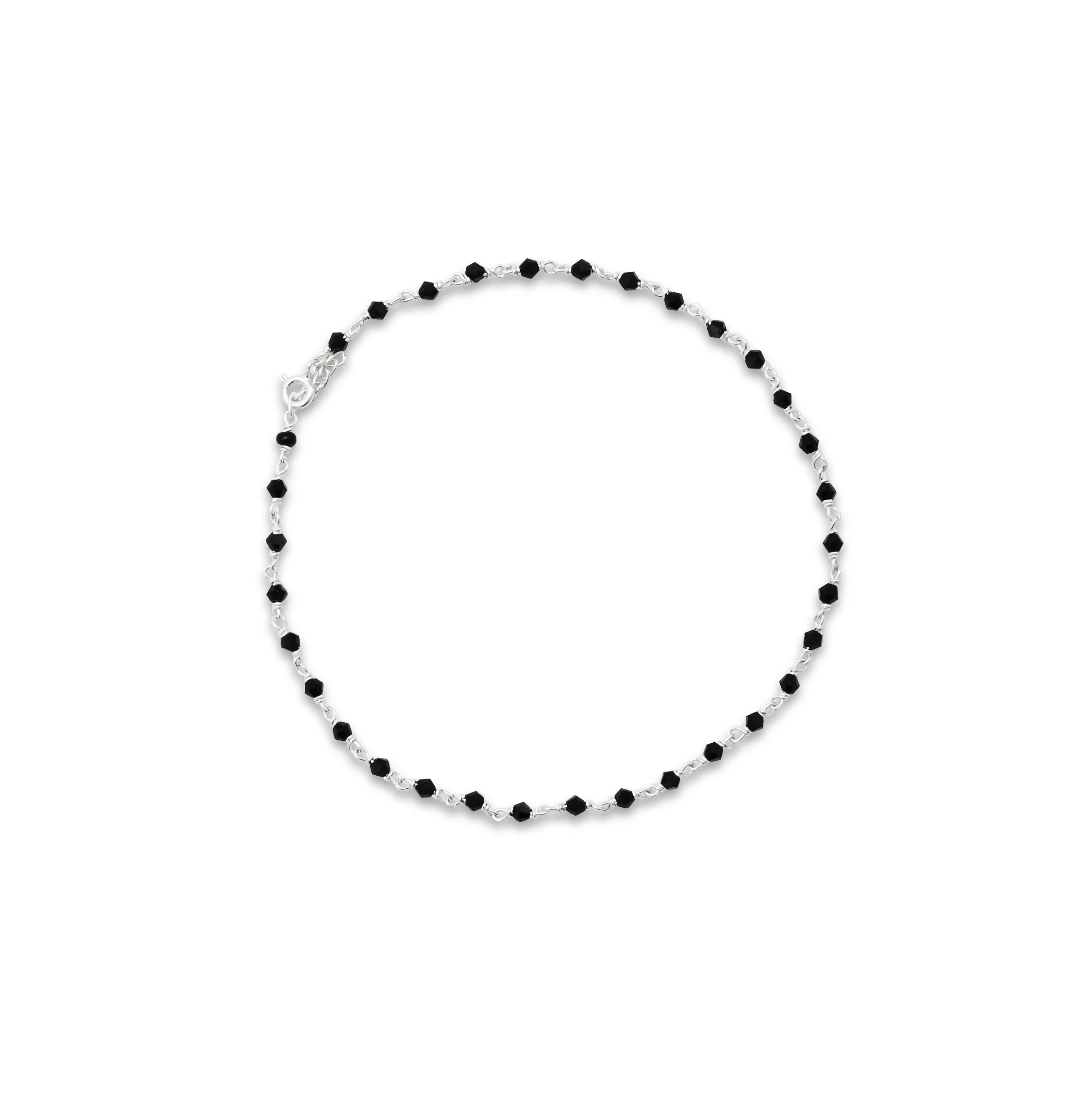 Silver Black Beads with Chain Design Anklet for Girls - Image 4
