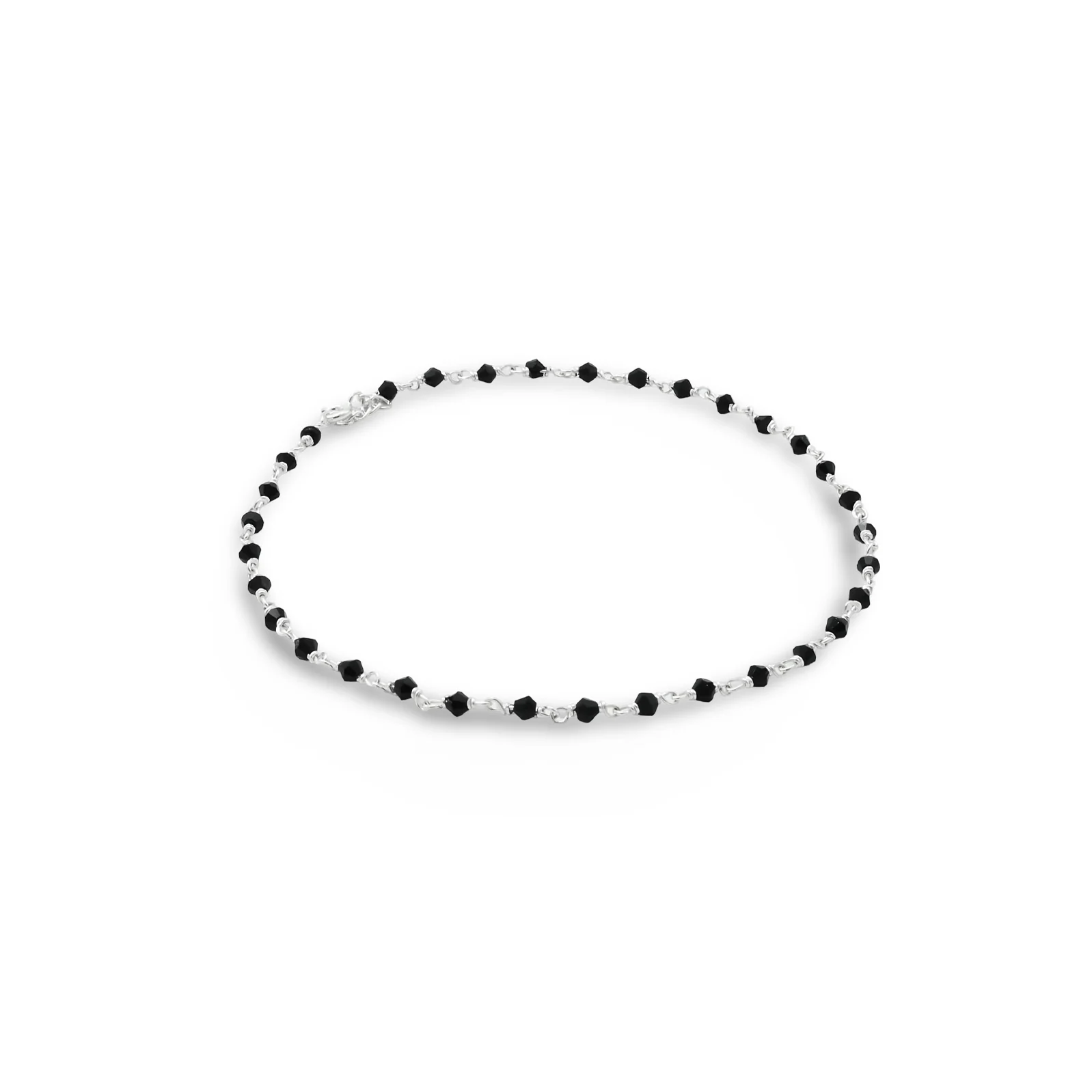 Silver Black Beads with Chain Design Anklet for Girls - Image 5