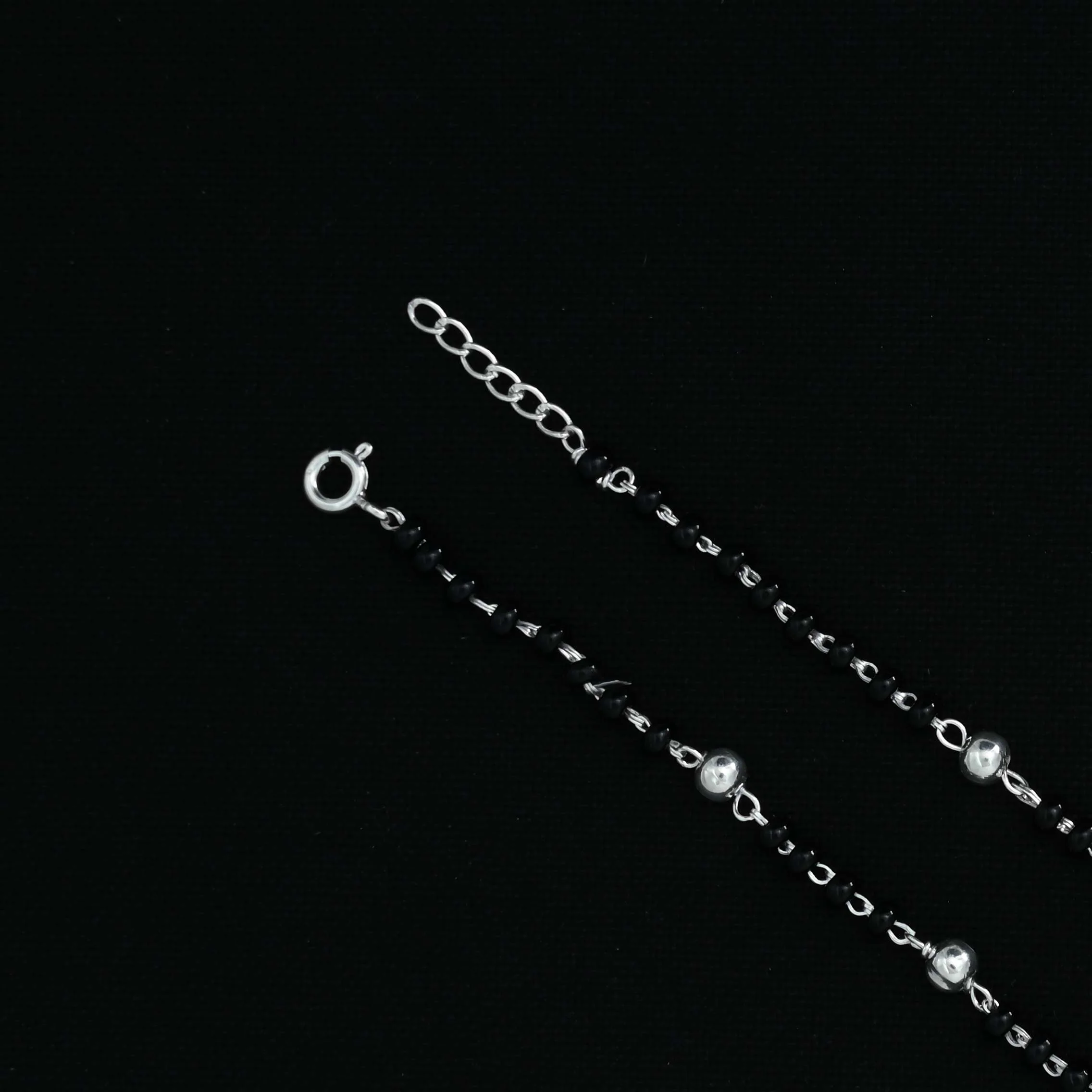 Silver Black Evil Eye with Black and Silver Beads Payal - Image 3