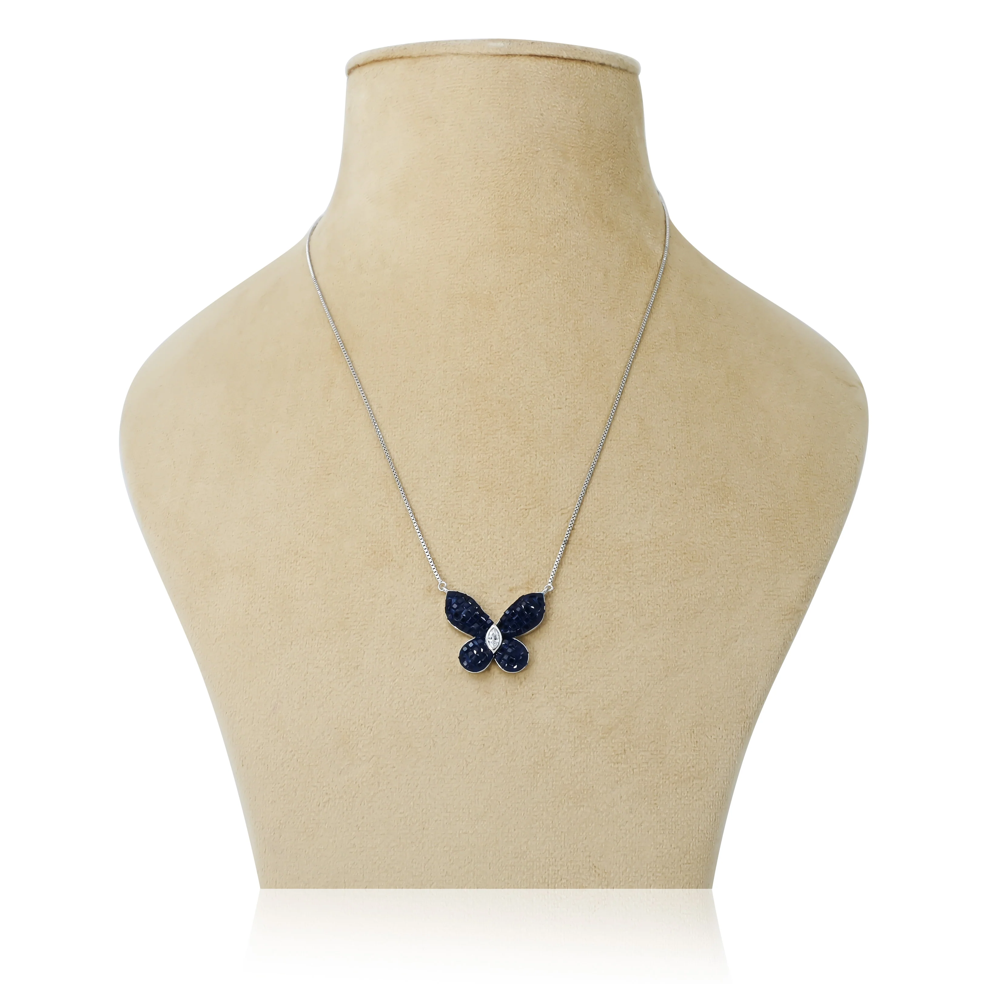 Silver Blue Stone Butterfly Silver Pendant - Image 2