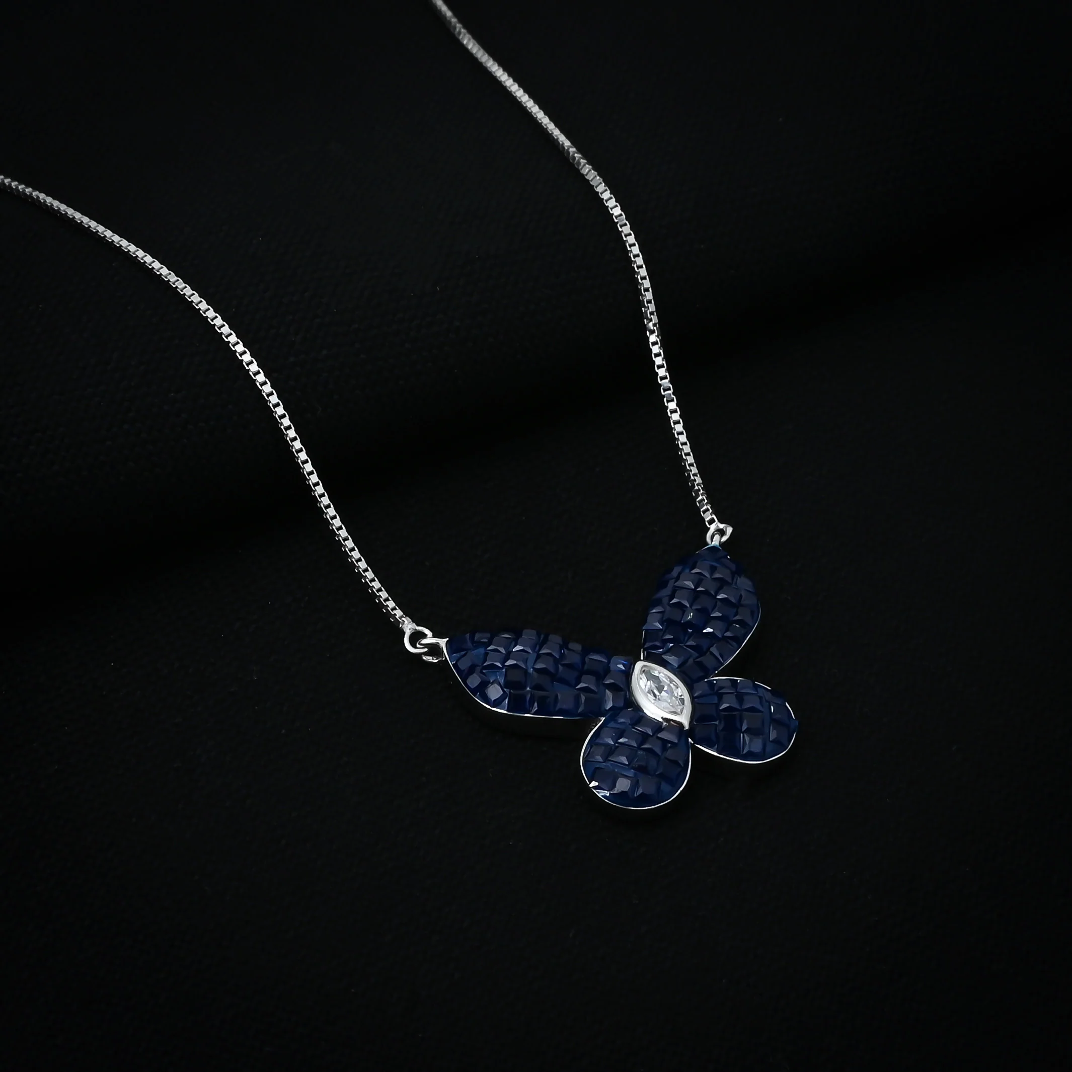 Silver Blue Stone Butterfly Silver Pendant - Image 4