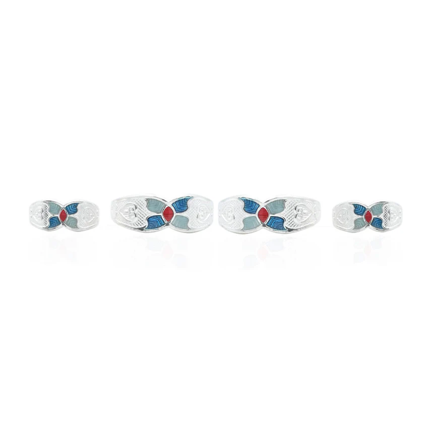 Silver Blue Two Combo pair Toe Rings - Image 2