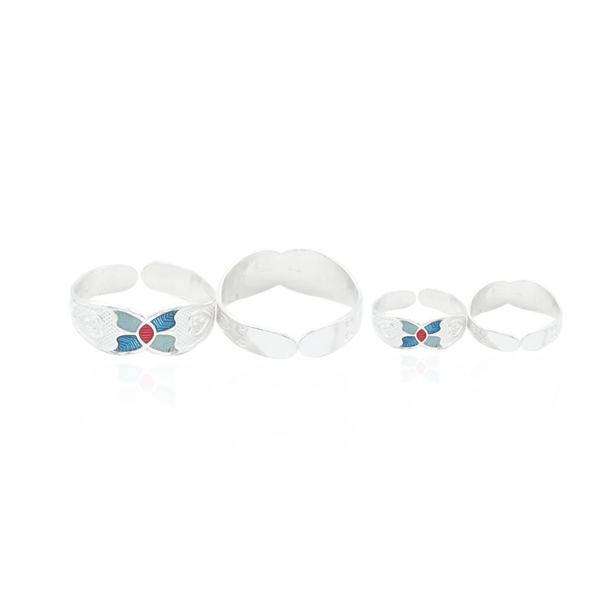 Silver Blue Two Combo pair Toe Rings - Image 3