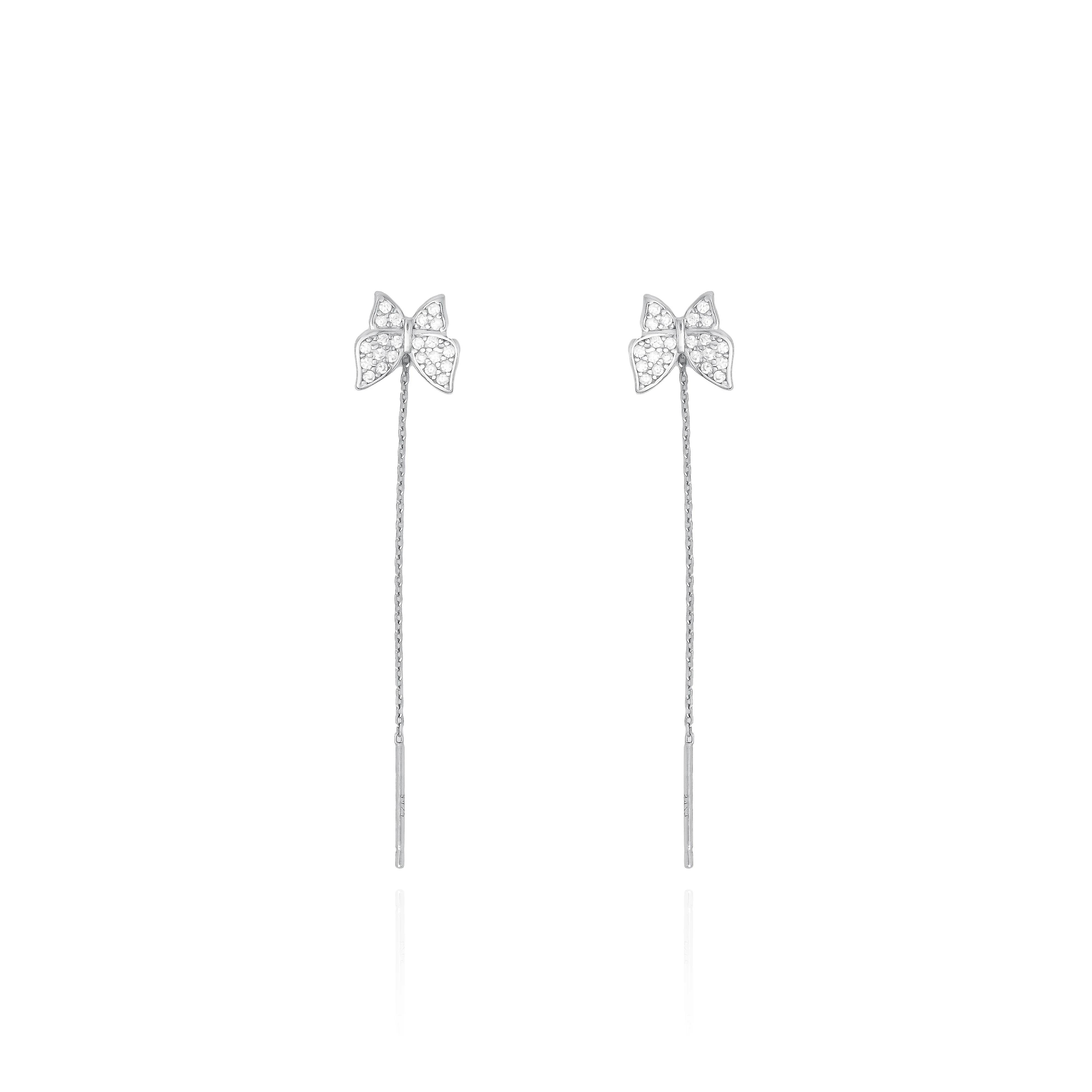 Sterling Silver and Gold-Plated Butterfly Earrings with Drop Chain Stylish - Image 3